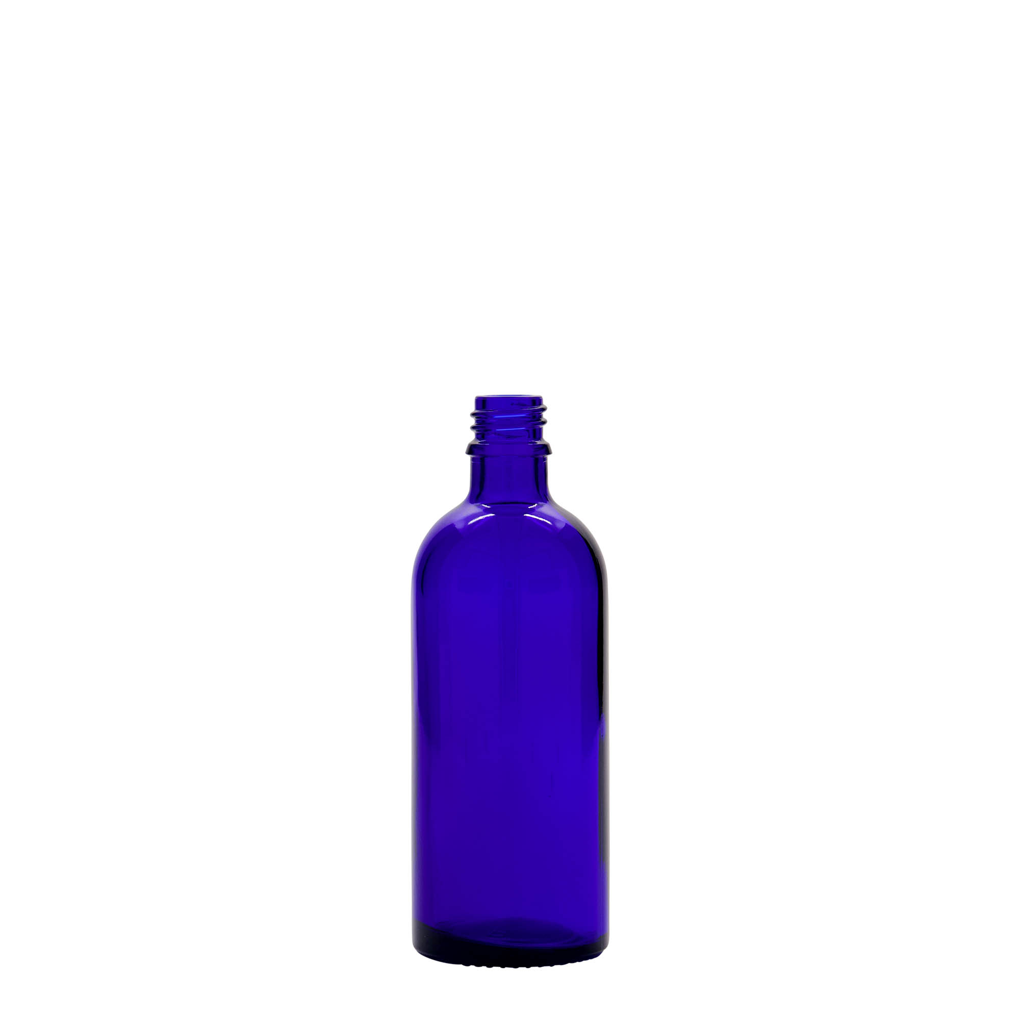 100 ml medicinflaske, glas, kongeblå, åbning: DIN 18 100 ml medicinflaske, glas, kongeblå, åbning: DIN 18