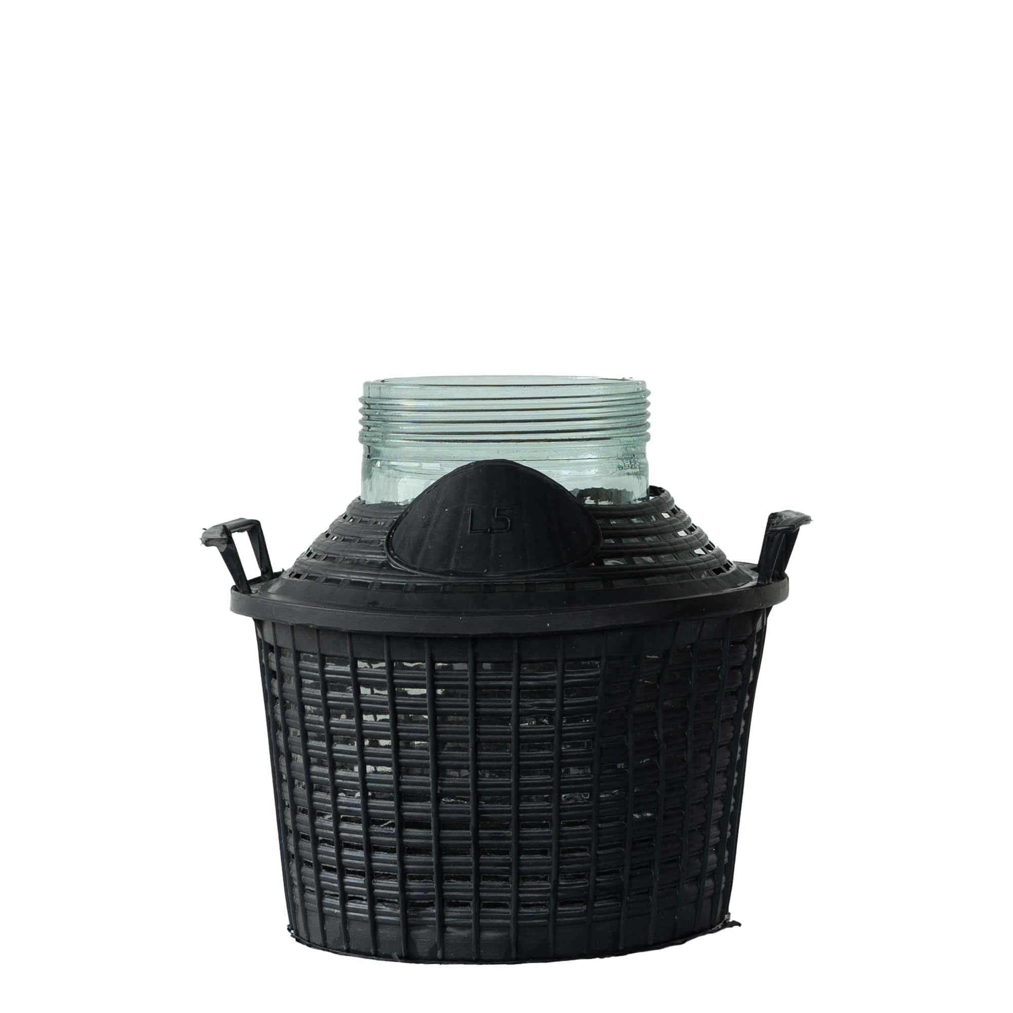 5 l ballonflaske med bred hals, glas, åbning: skruelåg