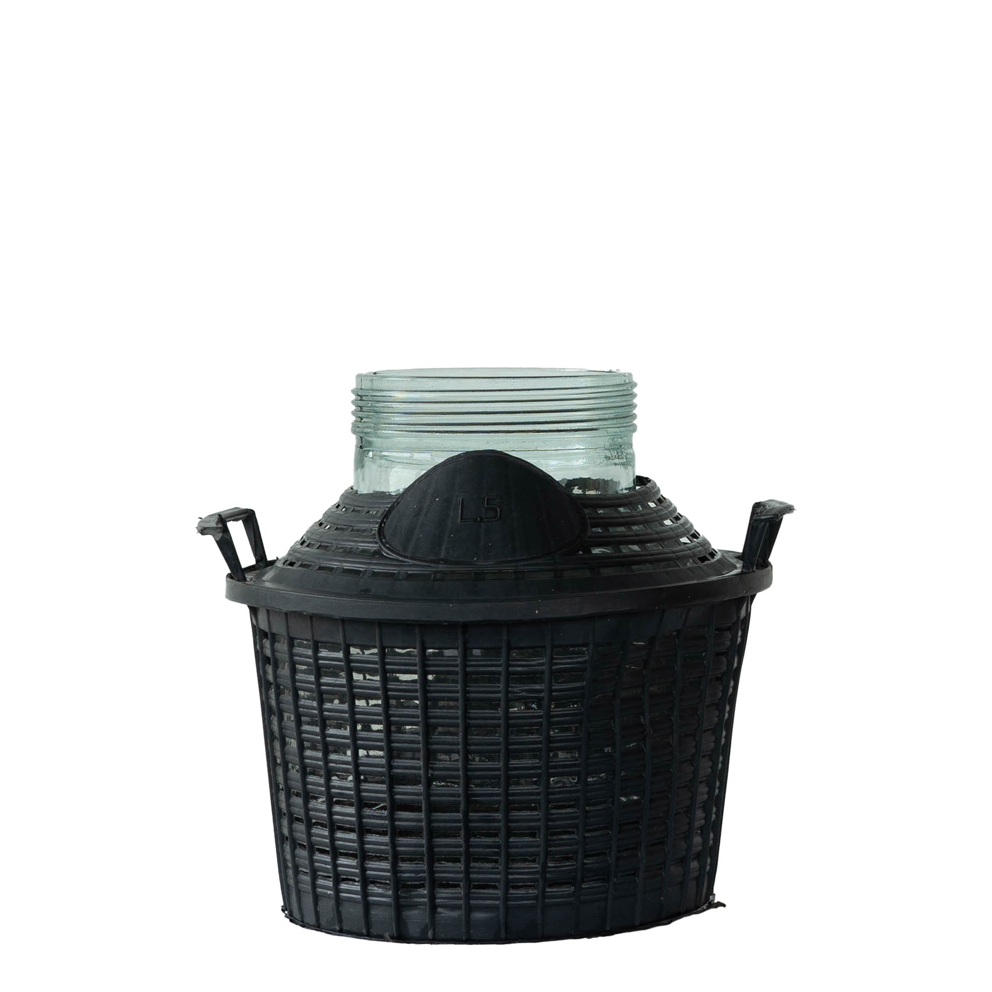 5 l ballonflaske med bred hals, glas, åbning: skruelåg