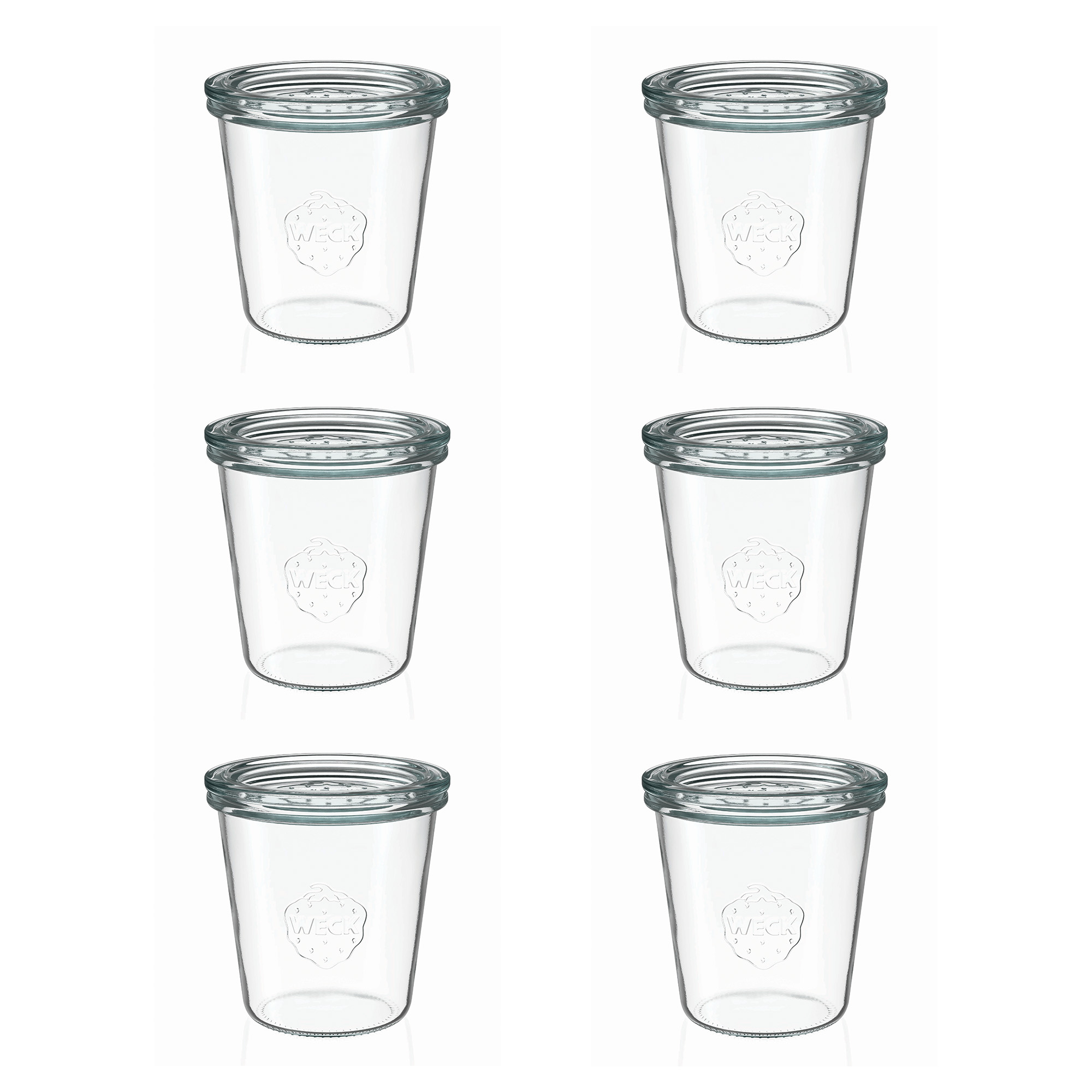 6x 290 ml WECK-sturzgas høj med glaslåg RR 80