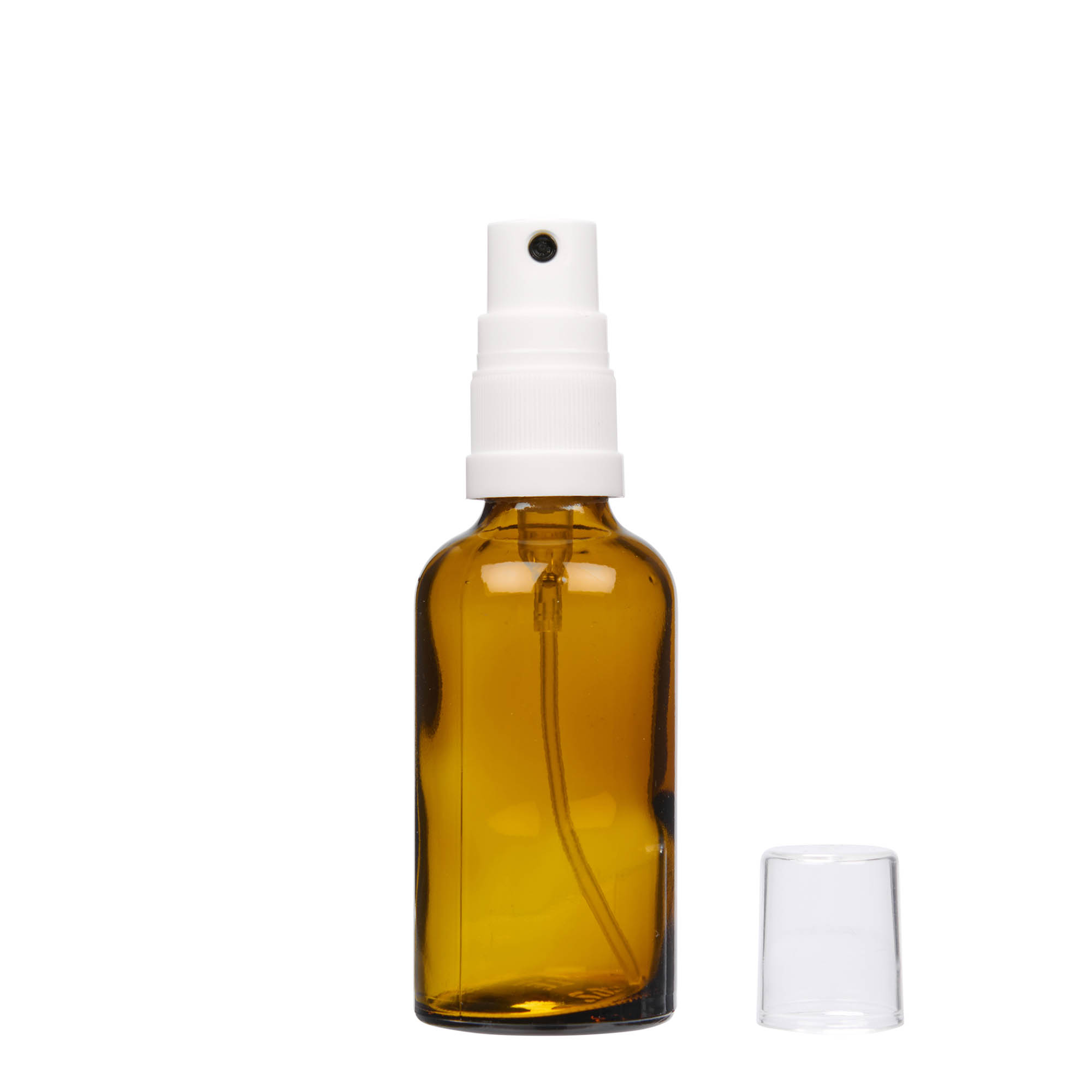 50 ml sprayflaske medicin, glas, brun, munding: DIN 18 50 ml sprayflaske medicin, glas, brun, munding: DIN 18
