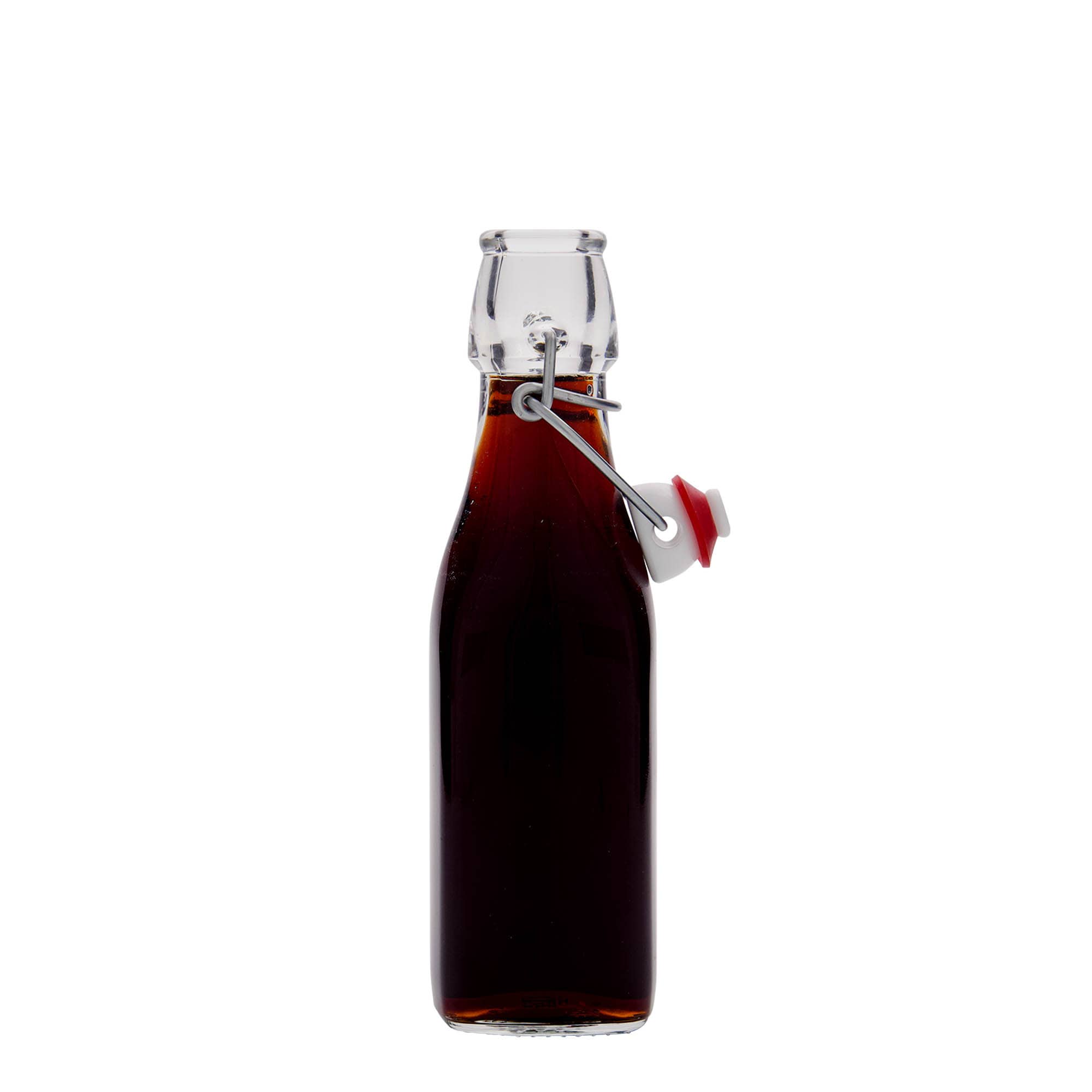 250 ml glasflaske 'Swing', kvadratisk, åbning: Patentlåg