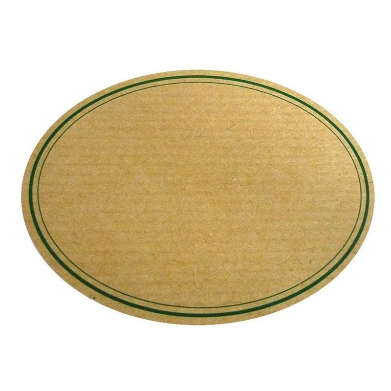 Naturmærkat, oval, papir, grøn-brun