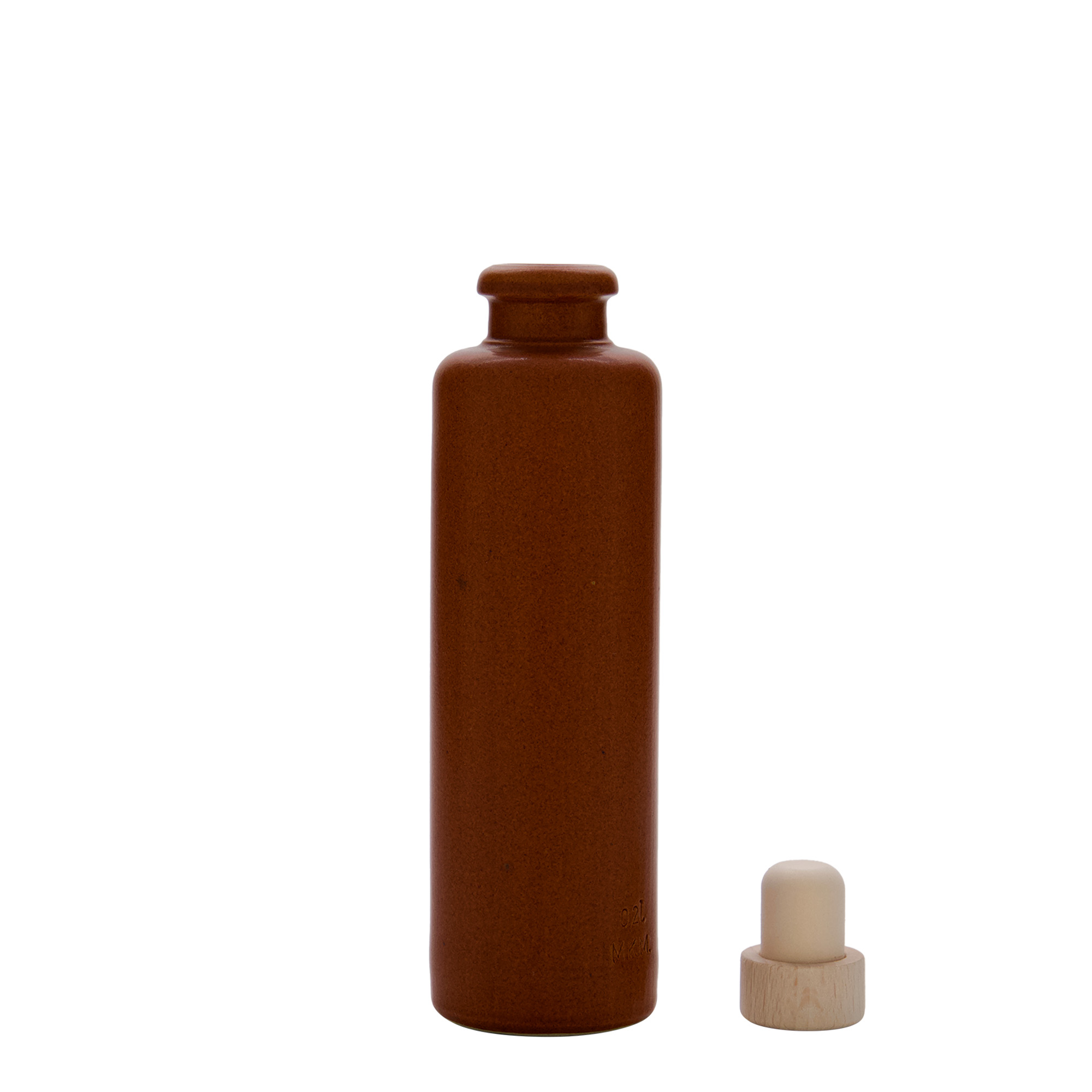 200 ml tonkrukke, stentøj, rødbrun, åbning: kork