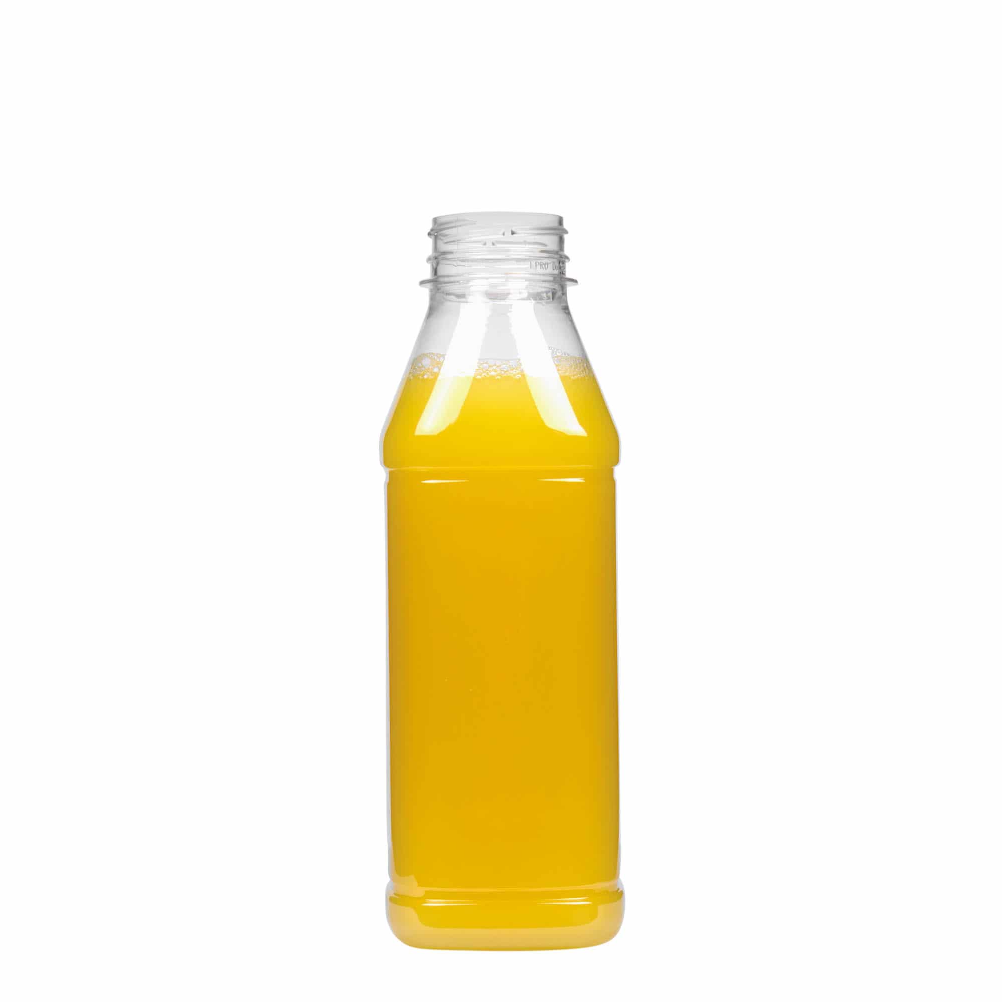 500 ml PET-flaske 'Milk and Juice Carré', kvadratisk, plast, åbning: 38 mm