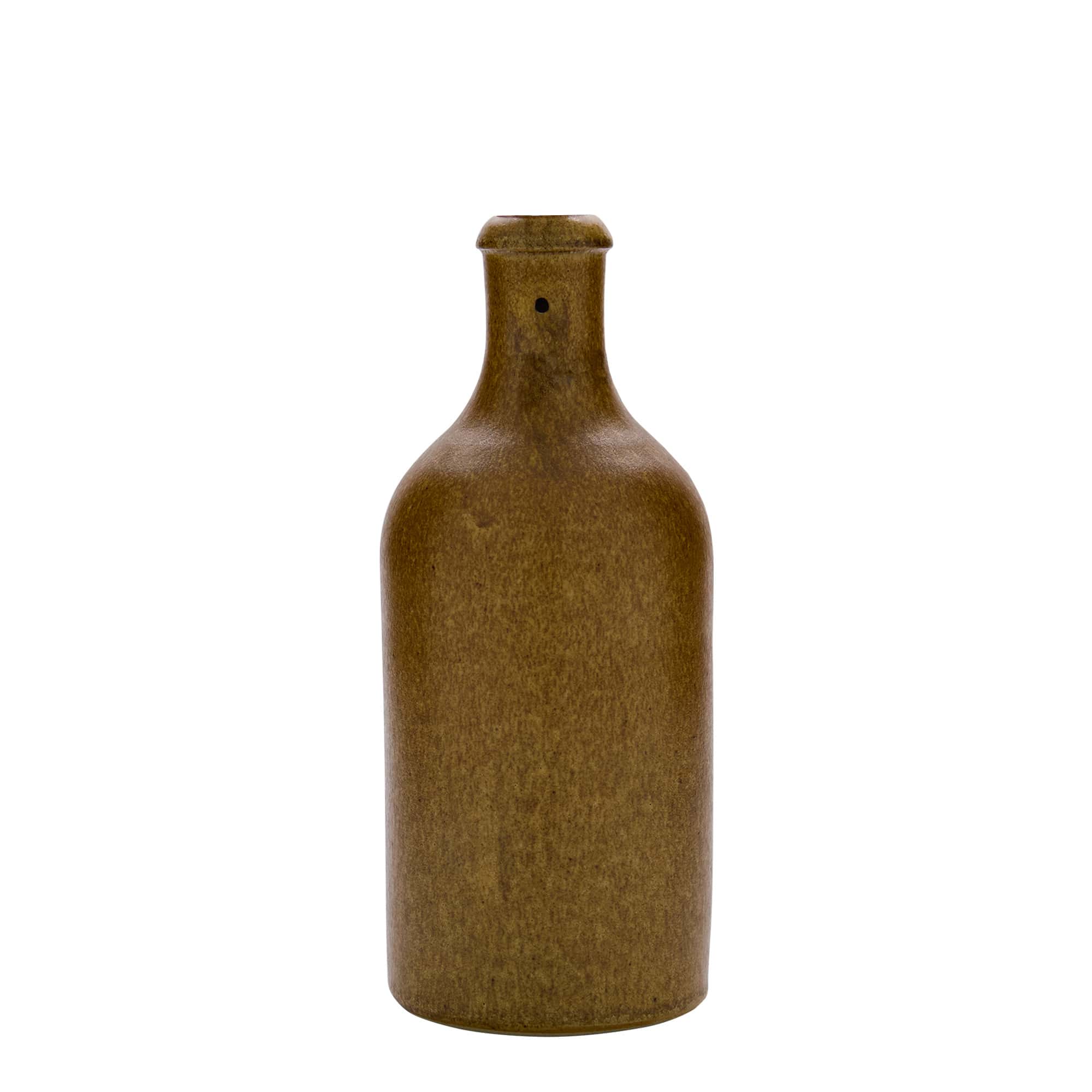 500 ml tonkrukke, stentøj, brun-krystal, åbning: låseklips