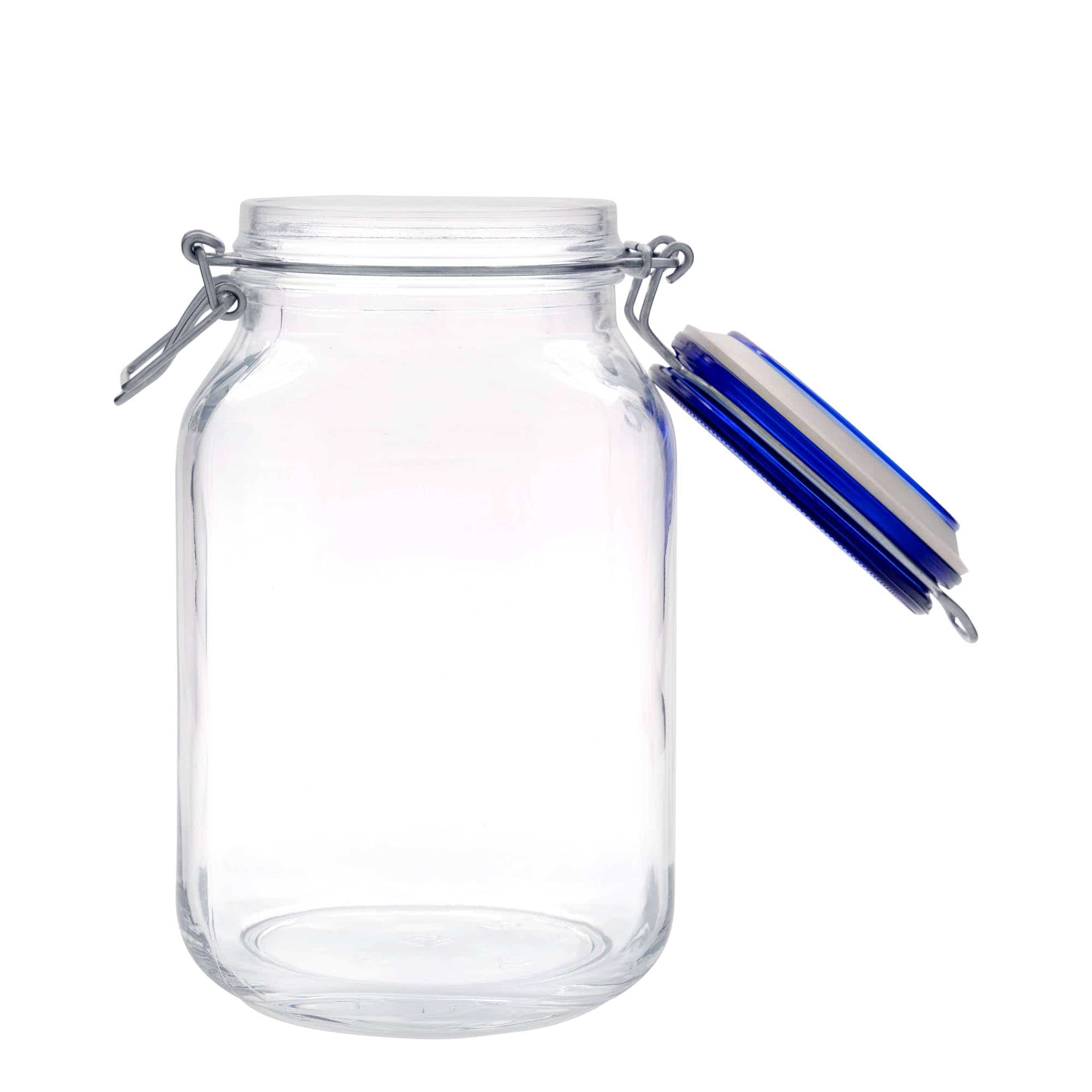 2.000 ml patentglas 'Fido', Blue Top, kvadratisk, åbning: Patentlåg