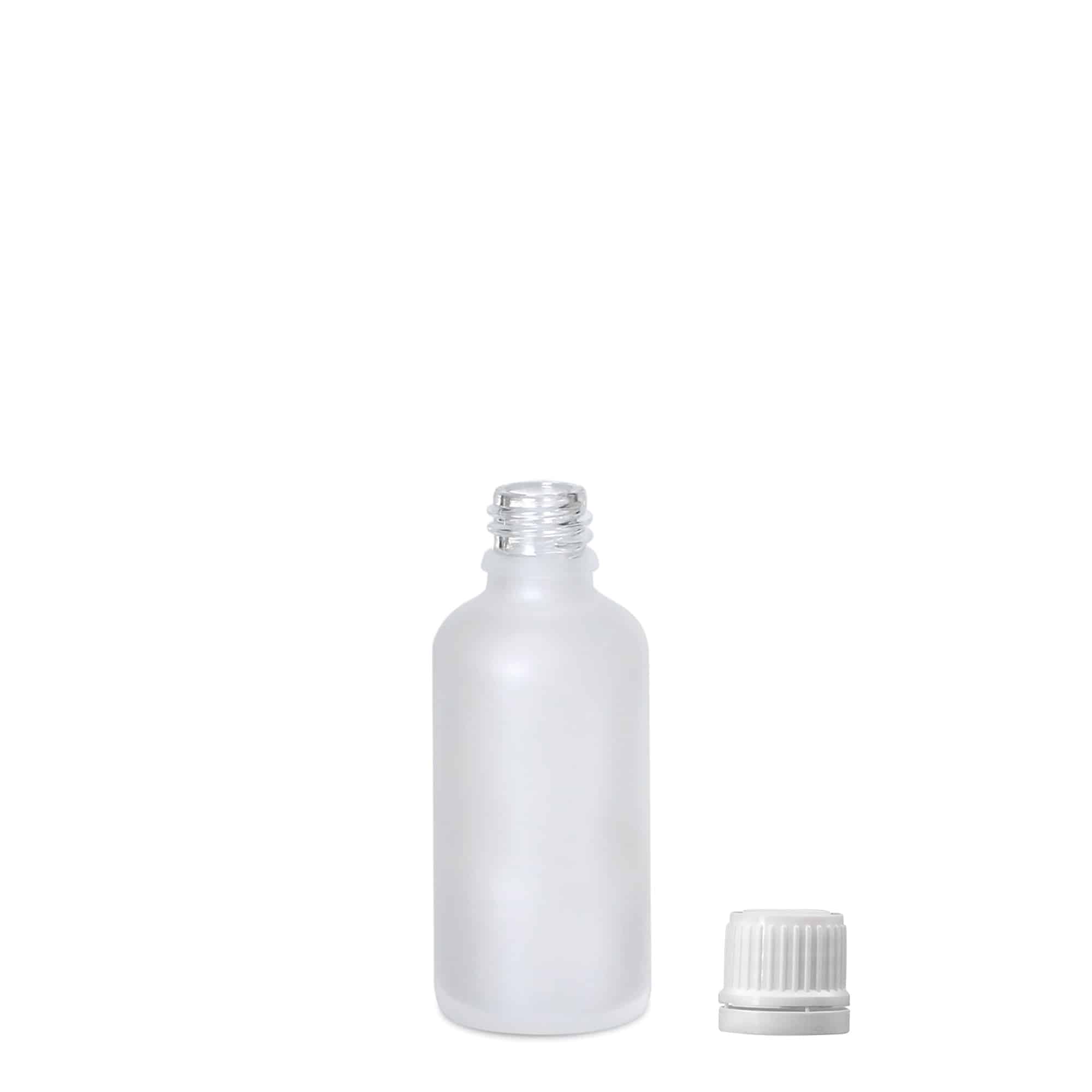 50 ml medicinflaske, glas, frostet, åbning: DIN 18