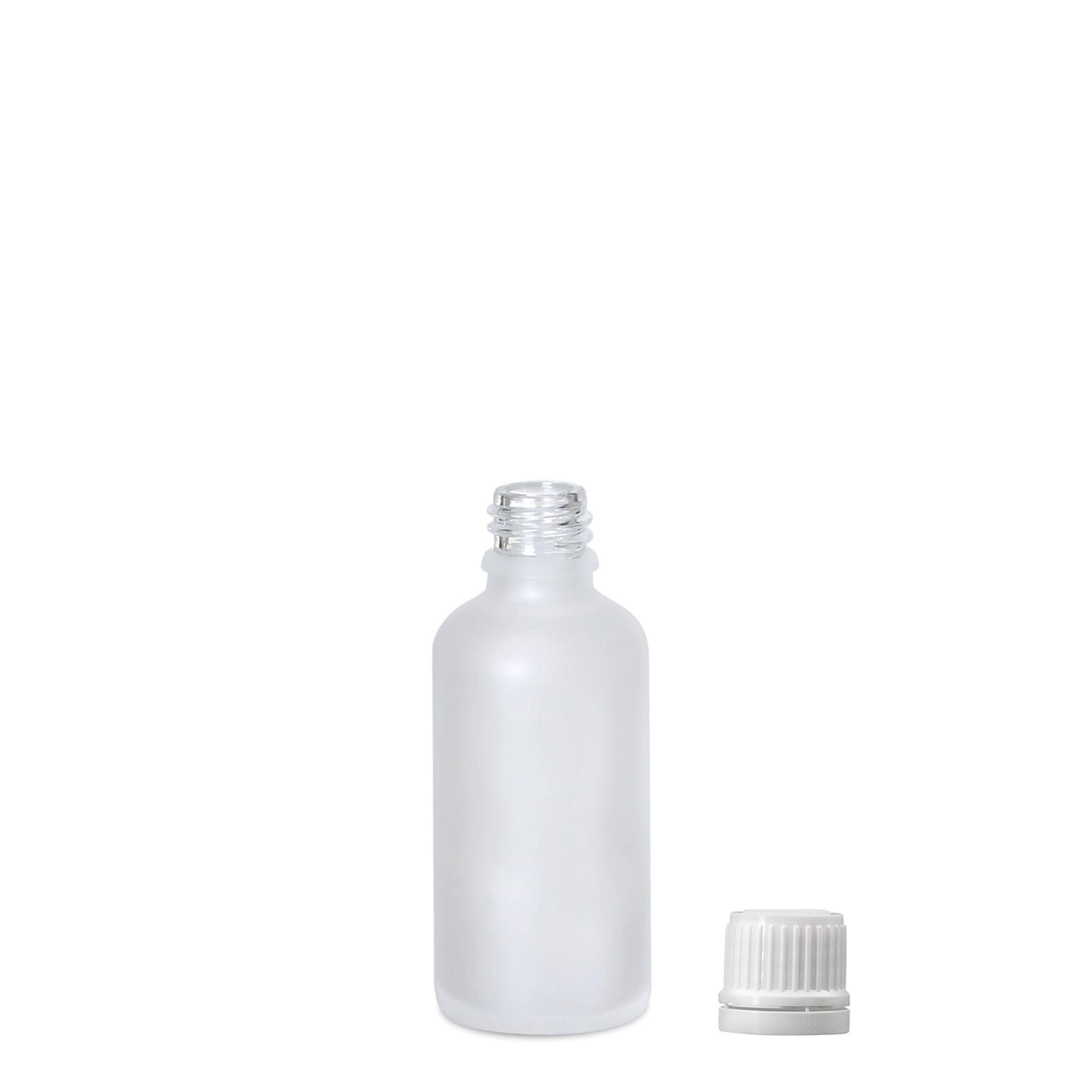 50 ml medicinflaske, glas, frostet, åbning: DIN 18 50 ml medicinflaske, glas, frostet, åbning: DIN 18