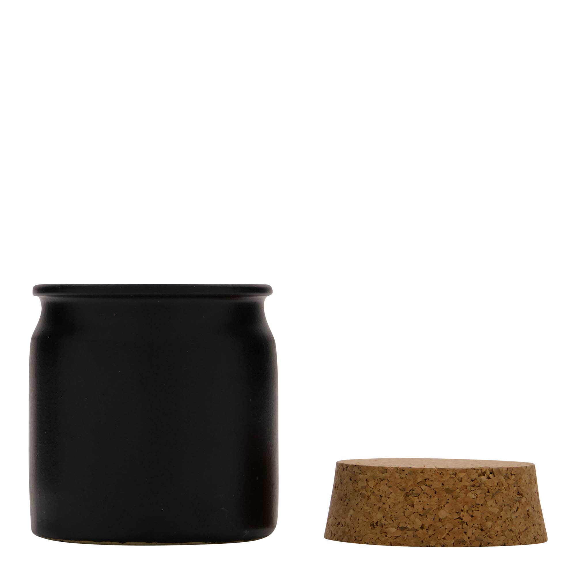 160 ml stentøjskrukke, keramik, sort, åbning: kork