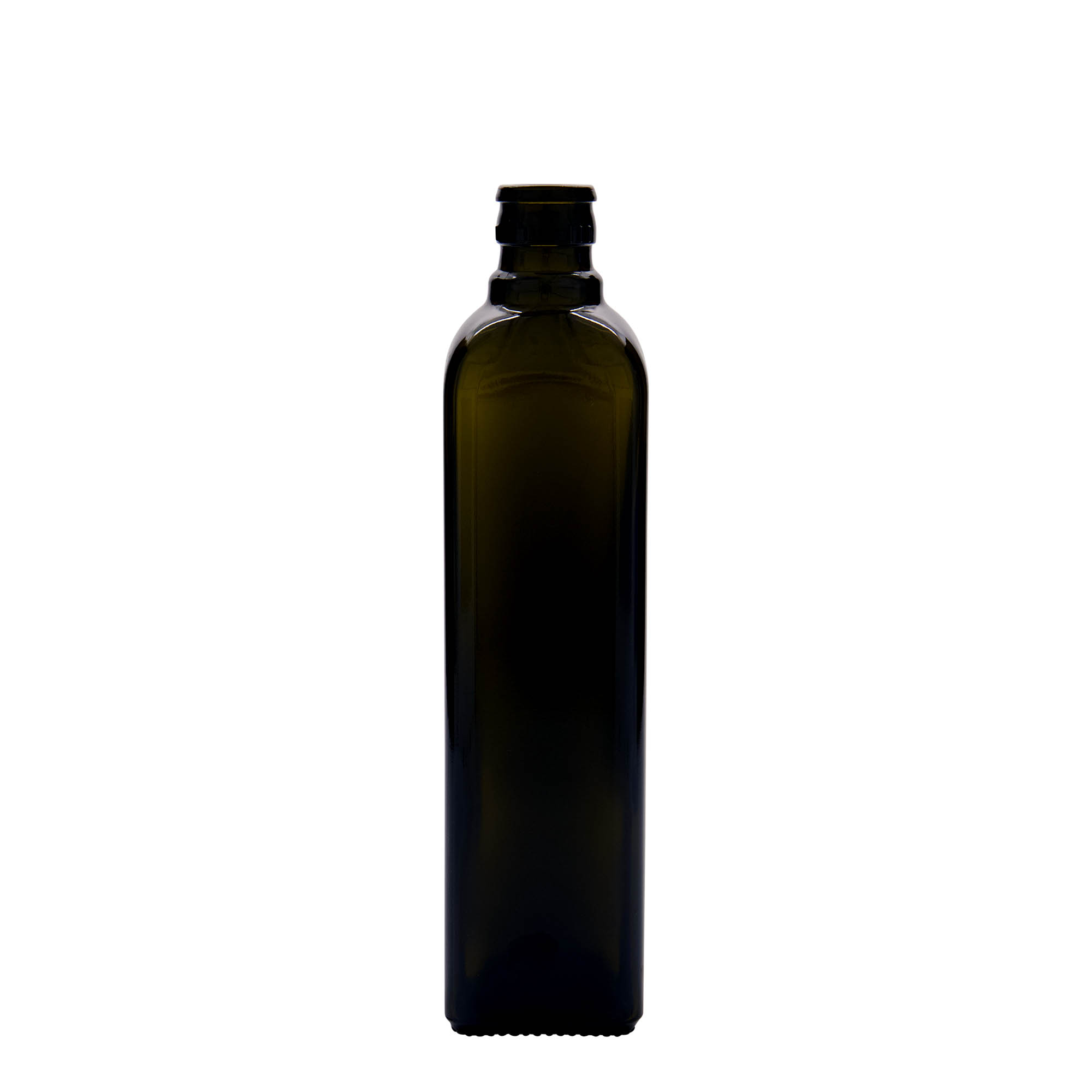 500 ml eddike-/olieflaske »Quadra«, glas, firkantet, antikgrøn, åbning: DOP
