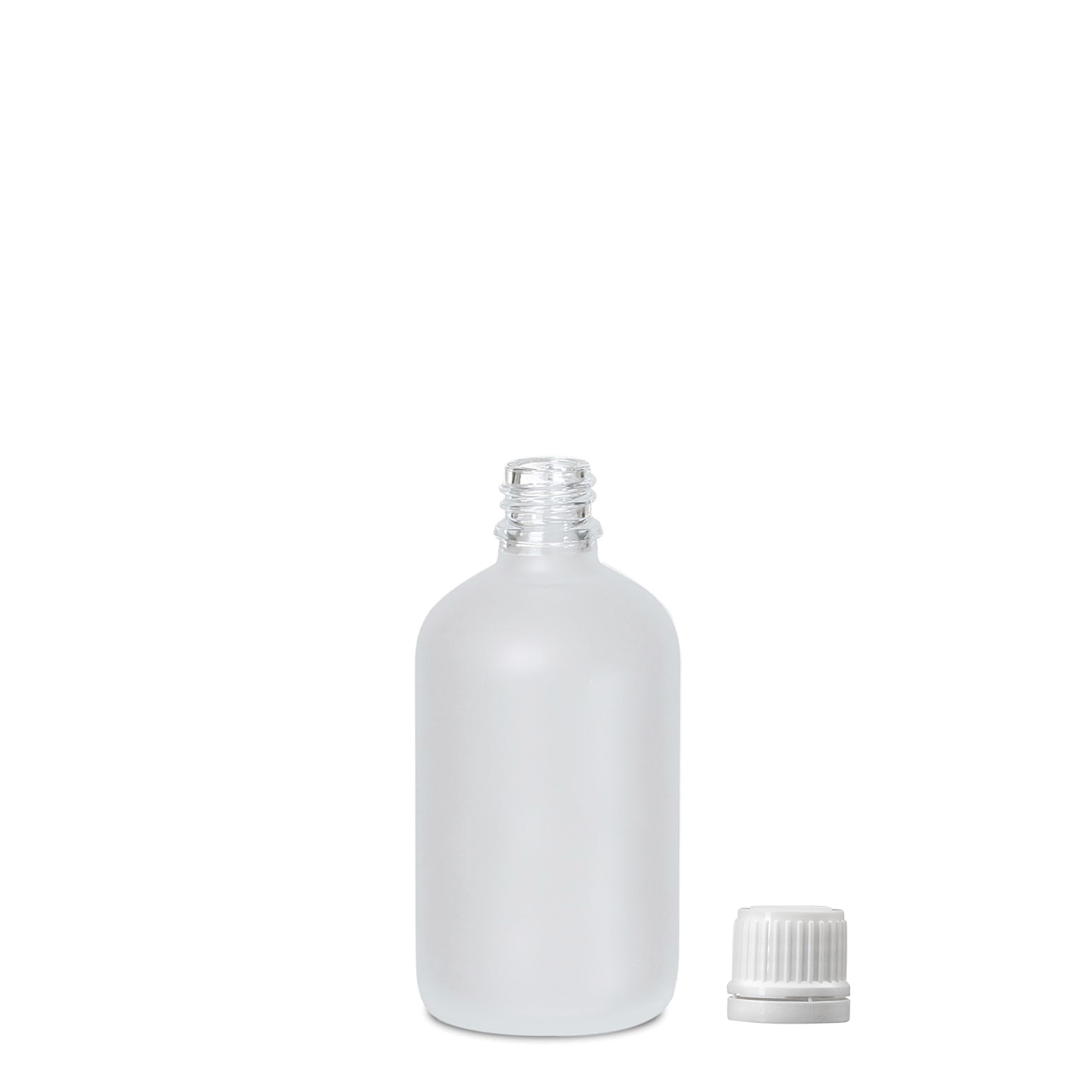 100 ml medicinflaske, glas, frostet, munding: DIN 18 100 ml medicinflaske, glas, frostet, munding: DIN 18