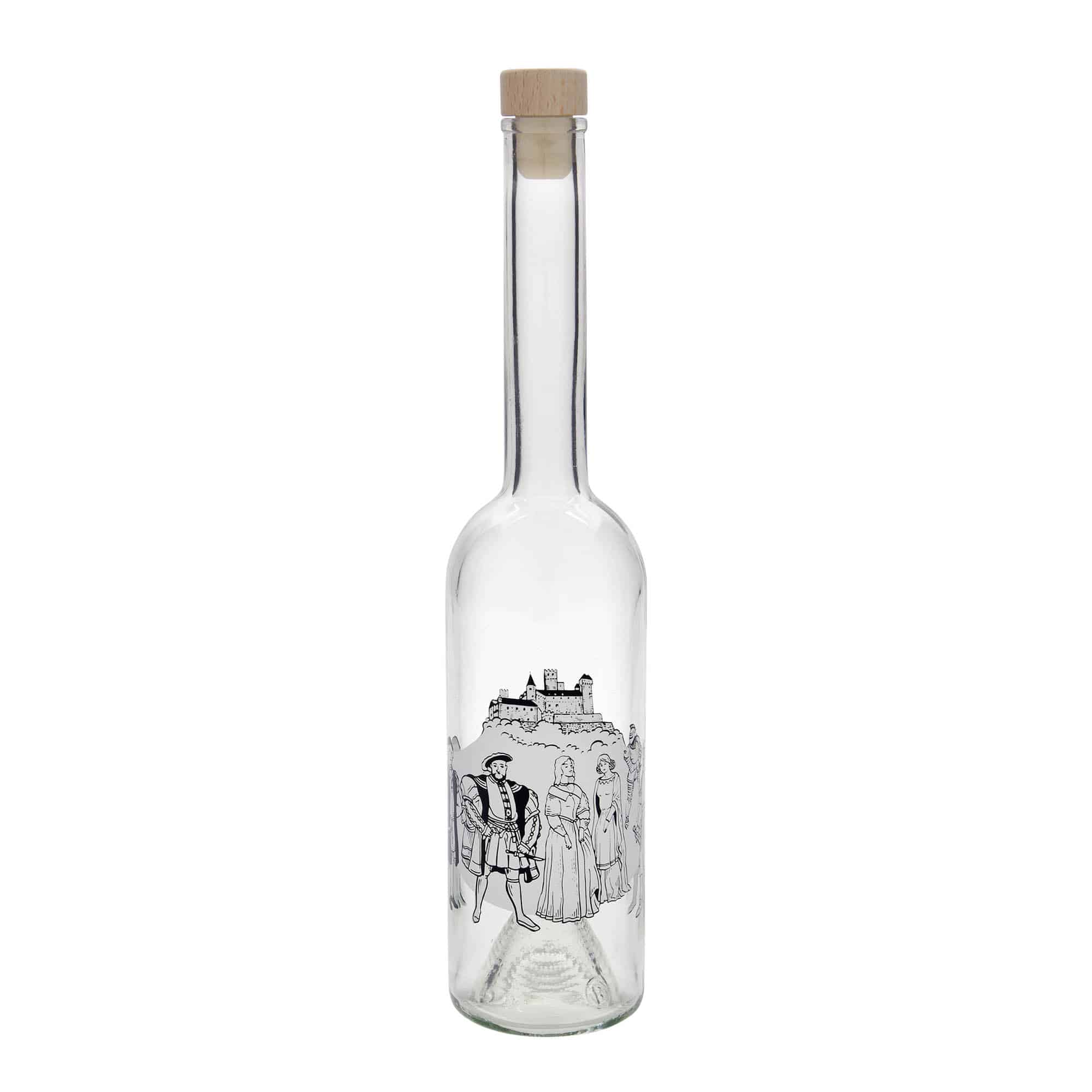 500 ml glasflaske »Opera«, motiv: middelalder, munding: kork
