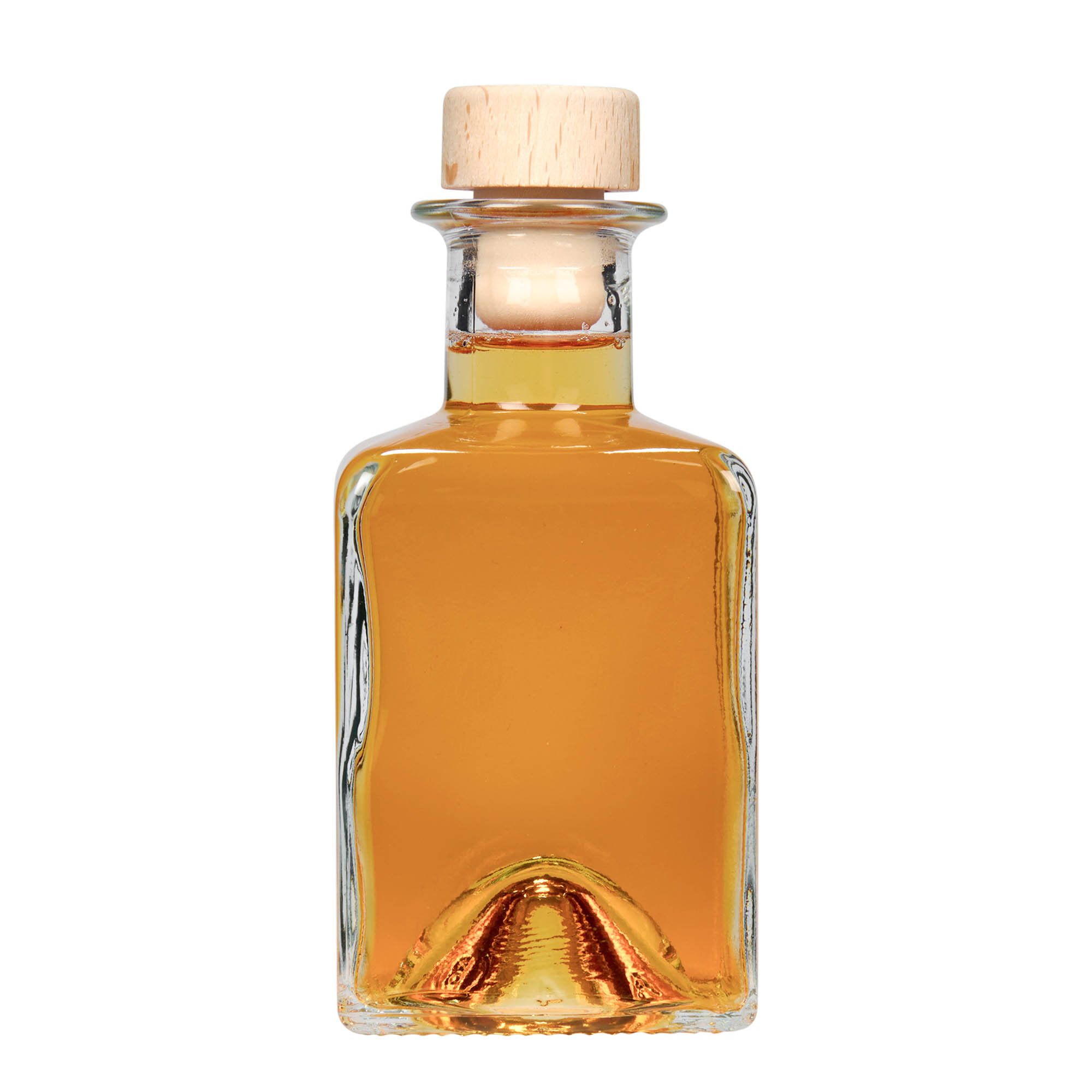 200 ml glasflaske 'Kubica', firkantet, åbning: kork