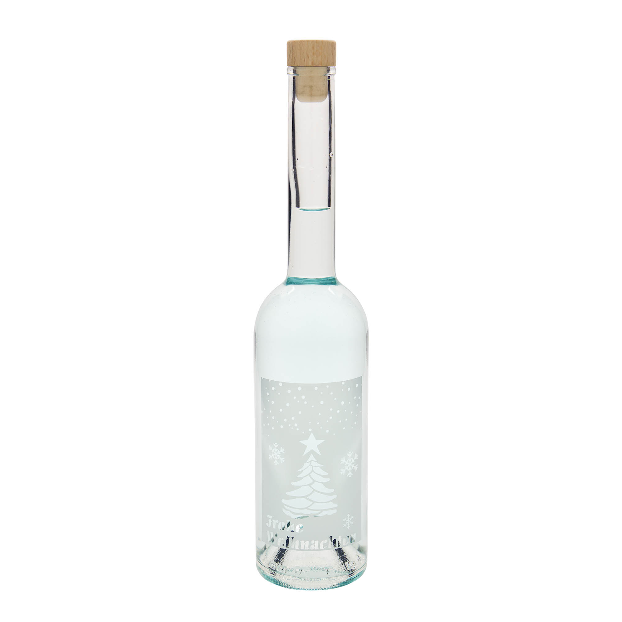 500 ml glasflaske 'Opera', motiv: Hvide jul, åbning: kork 500 ml glasflaske 'Opera', motiv: Hvide jul, åbning: kork