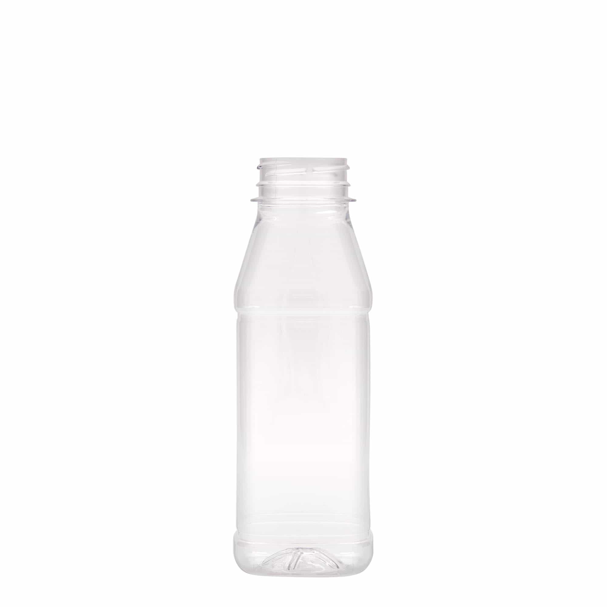330 ml PET-flaske 'Milk and Juice Carré', firkantet, plastik, åbning: 38 mm