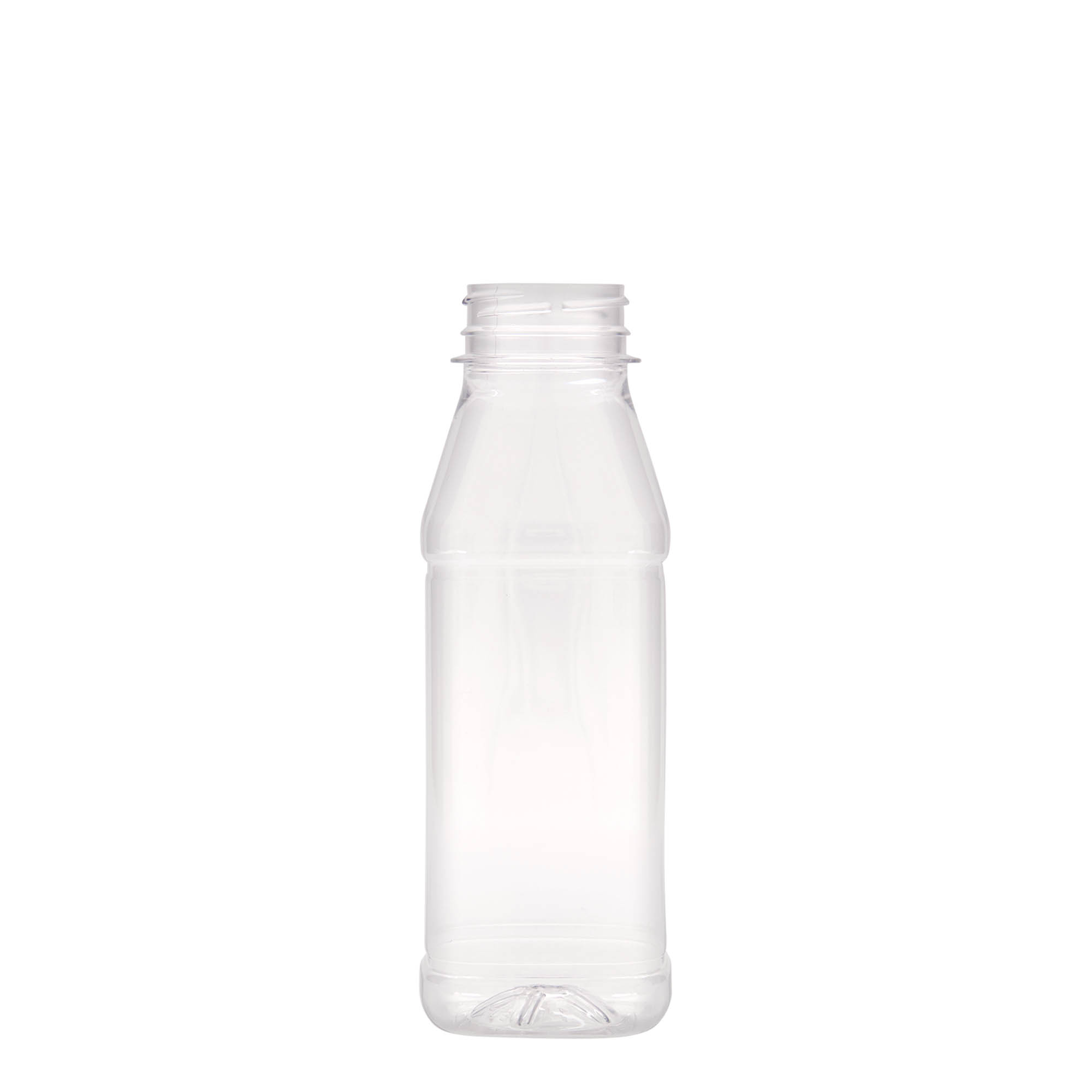 330 ml PET-flaske »Milk and Juice Carré«, firkantet, plastik, åbning: 38 mm