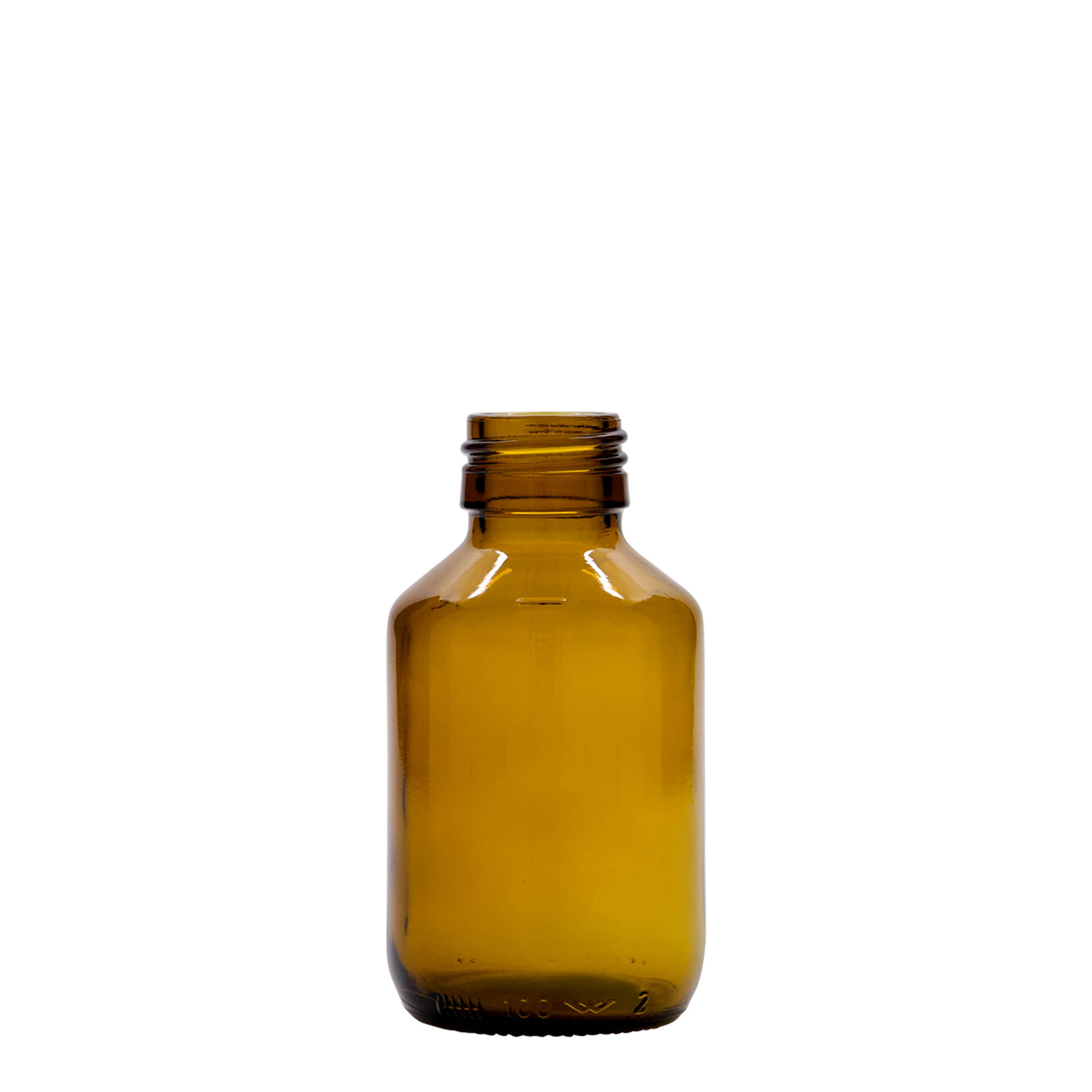 100 ml medicinflaske, brun, glas, åbning: PP 28 100 ml medicinflaske, brun, glas, åbning: PP 28