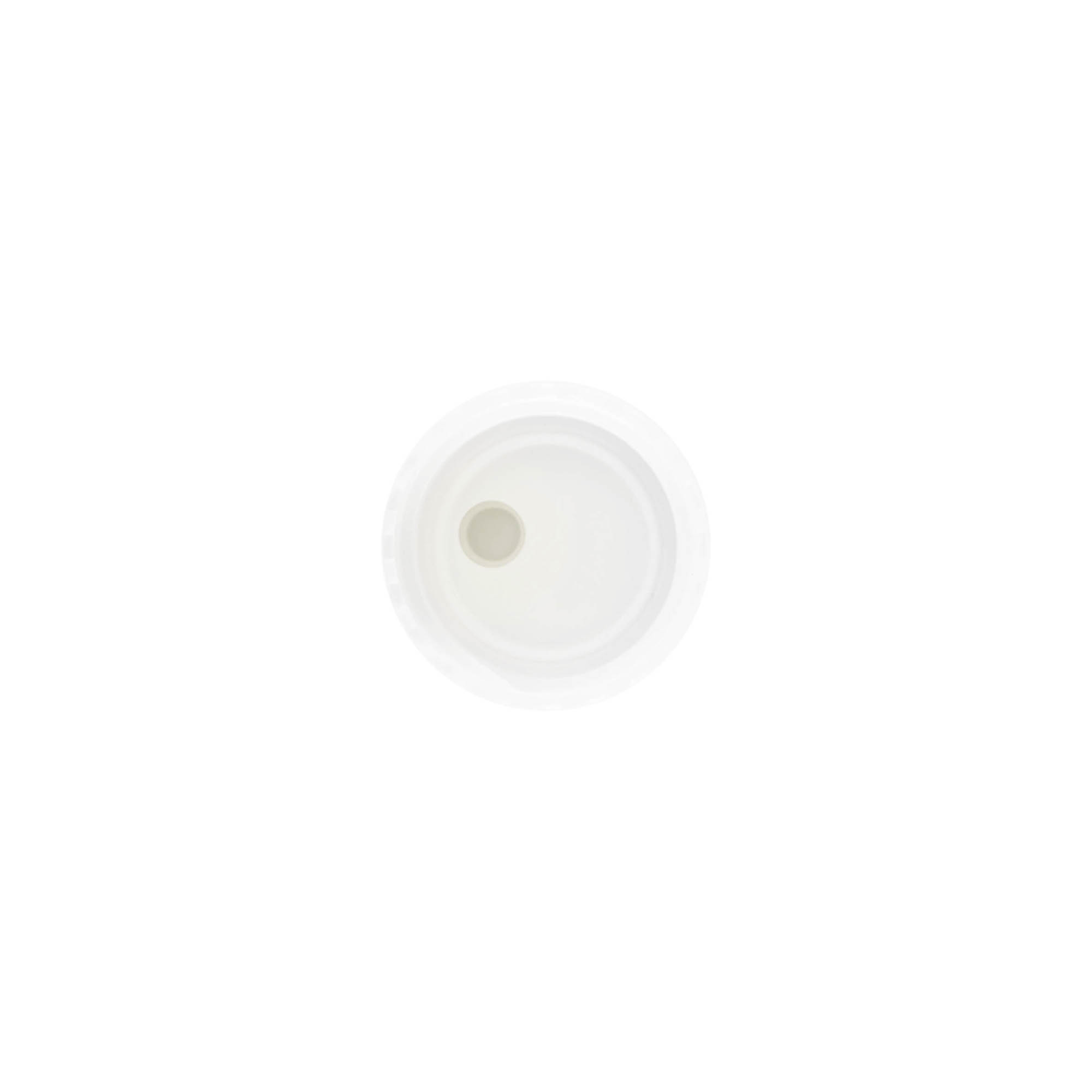 Skruelåg Disc Top, PP-plast, hvid, til åbning: 24/410