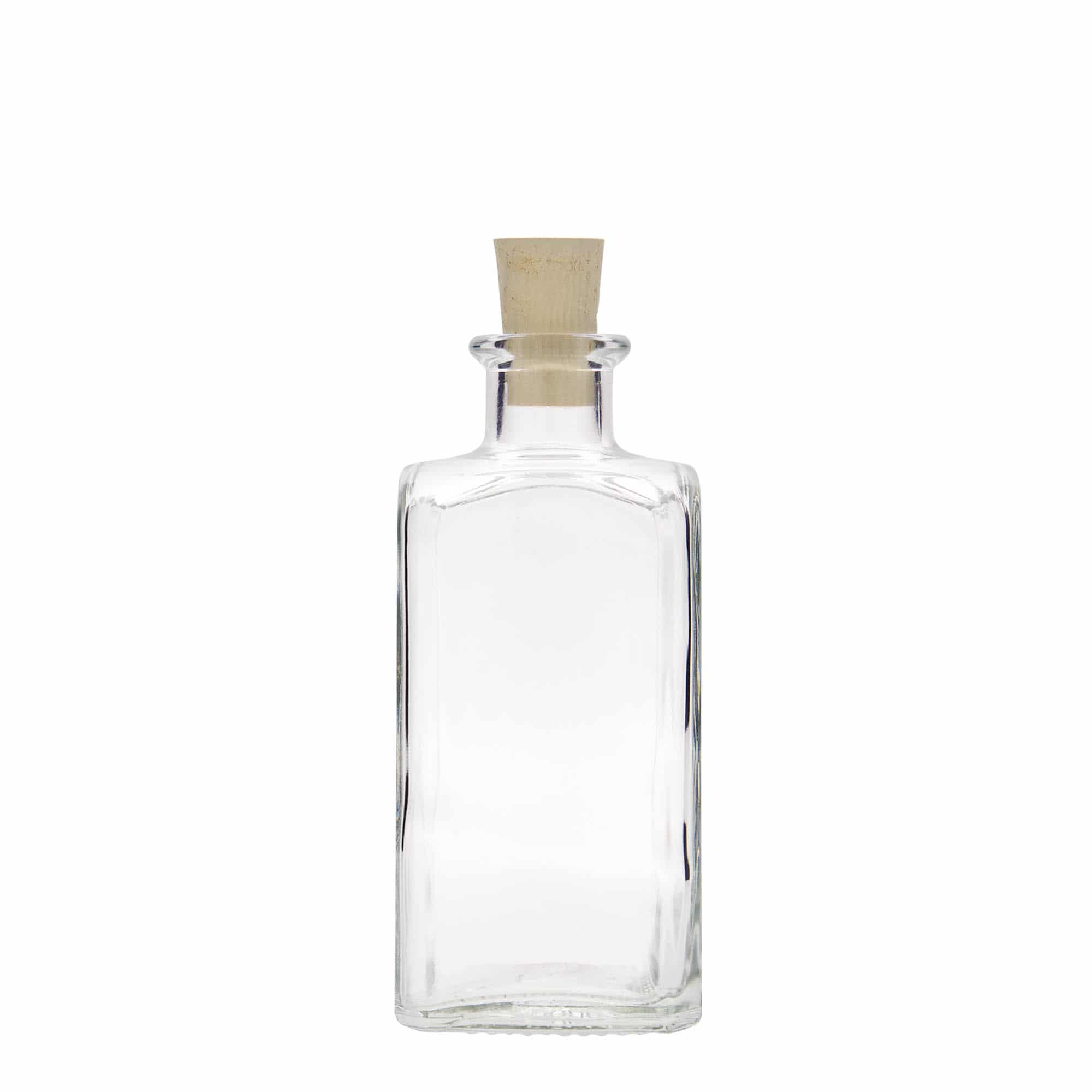 250 ml glasflaske apoteker 'Carré', kvadratisk, åbning: Kork