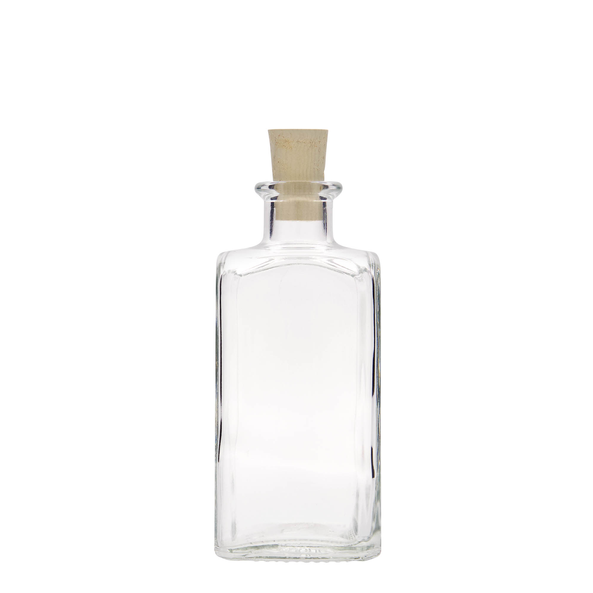 250 ml glasflaske Apotheker Carré, firkantet, åbning: kork