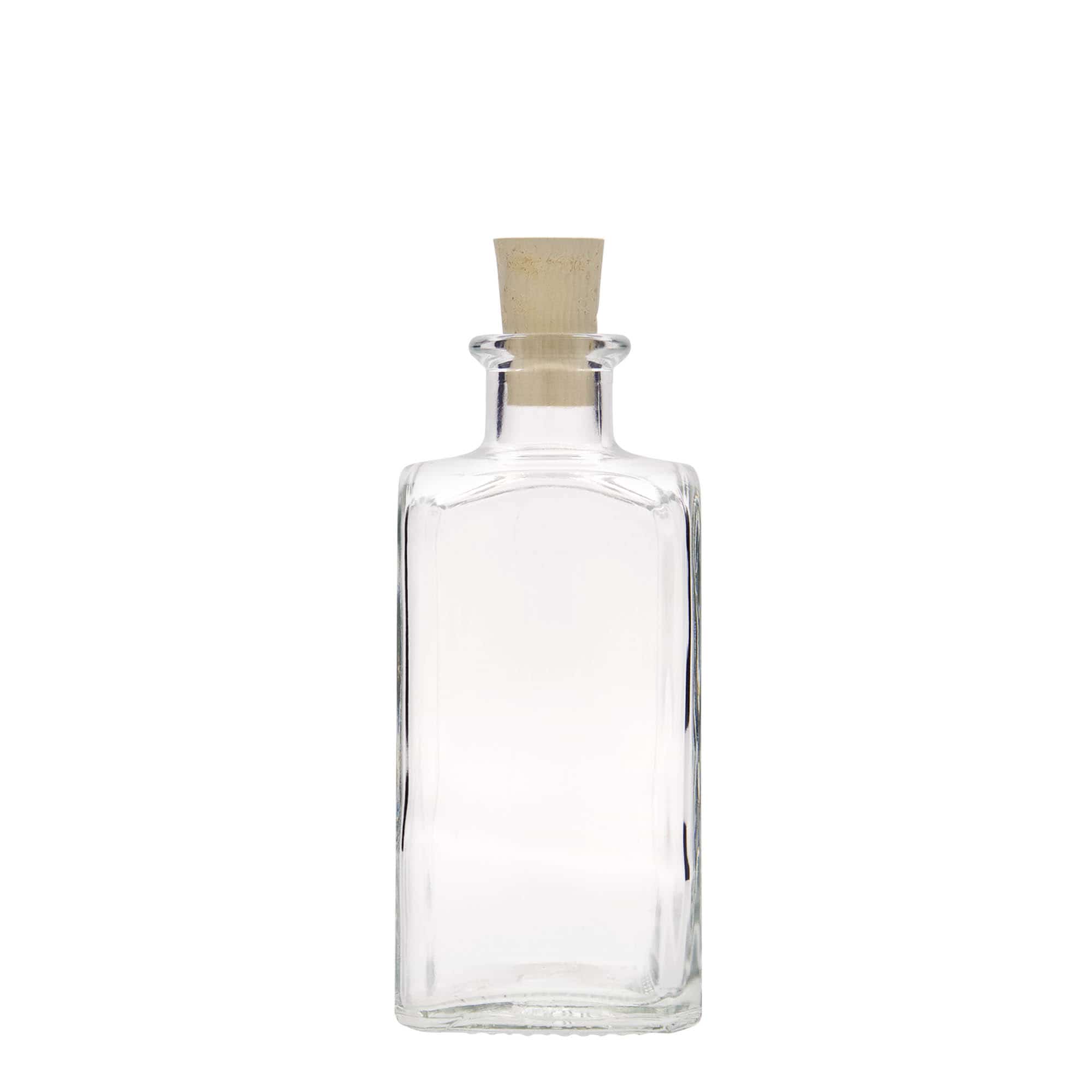 250 ml glasflaske Apotheker Carré, firkantet, åbning: kork