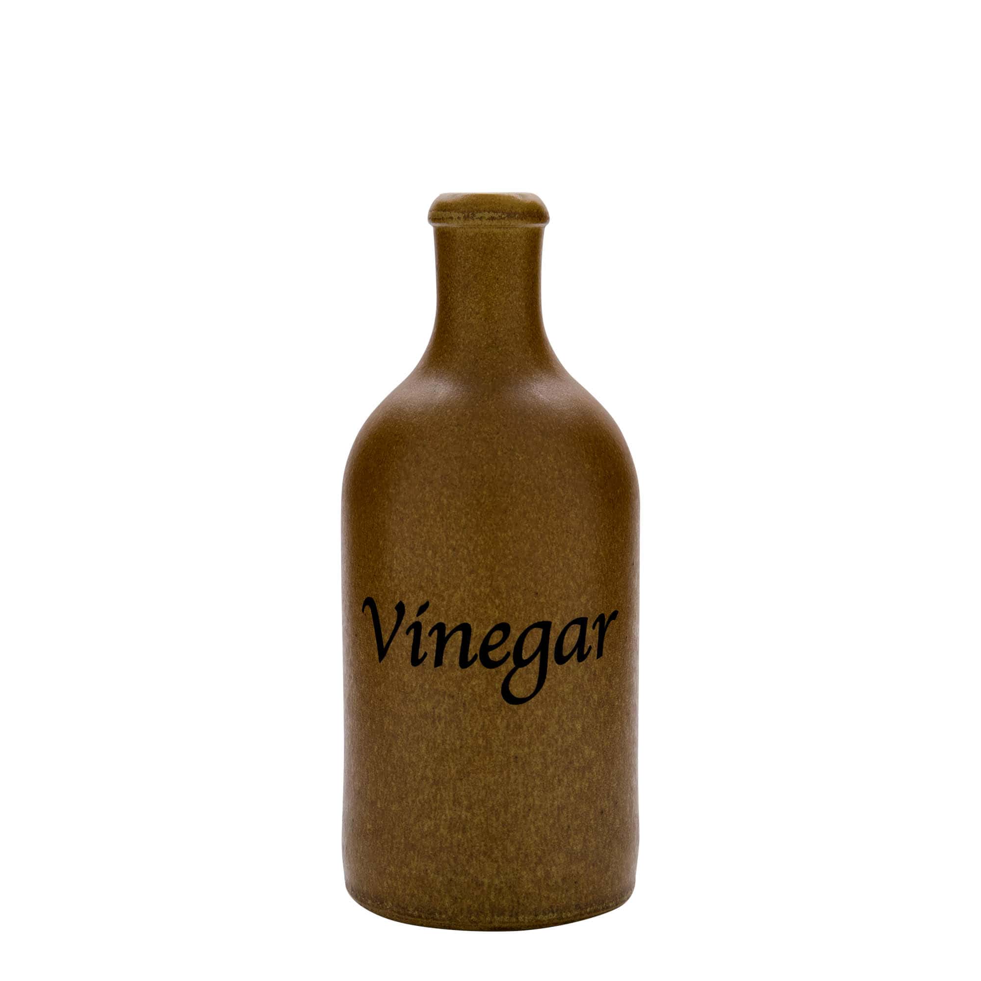 500 ml Tonkrukke, motiv: Eddike, stentøj, brun-krystal, munding: kork
