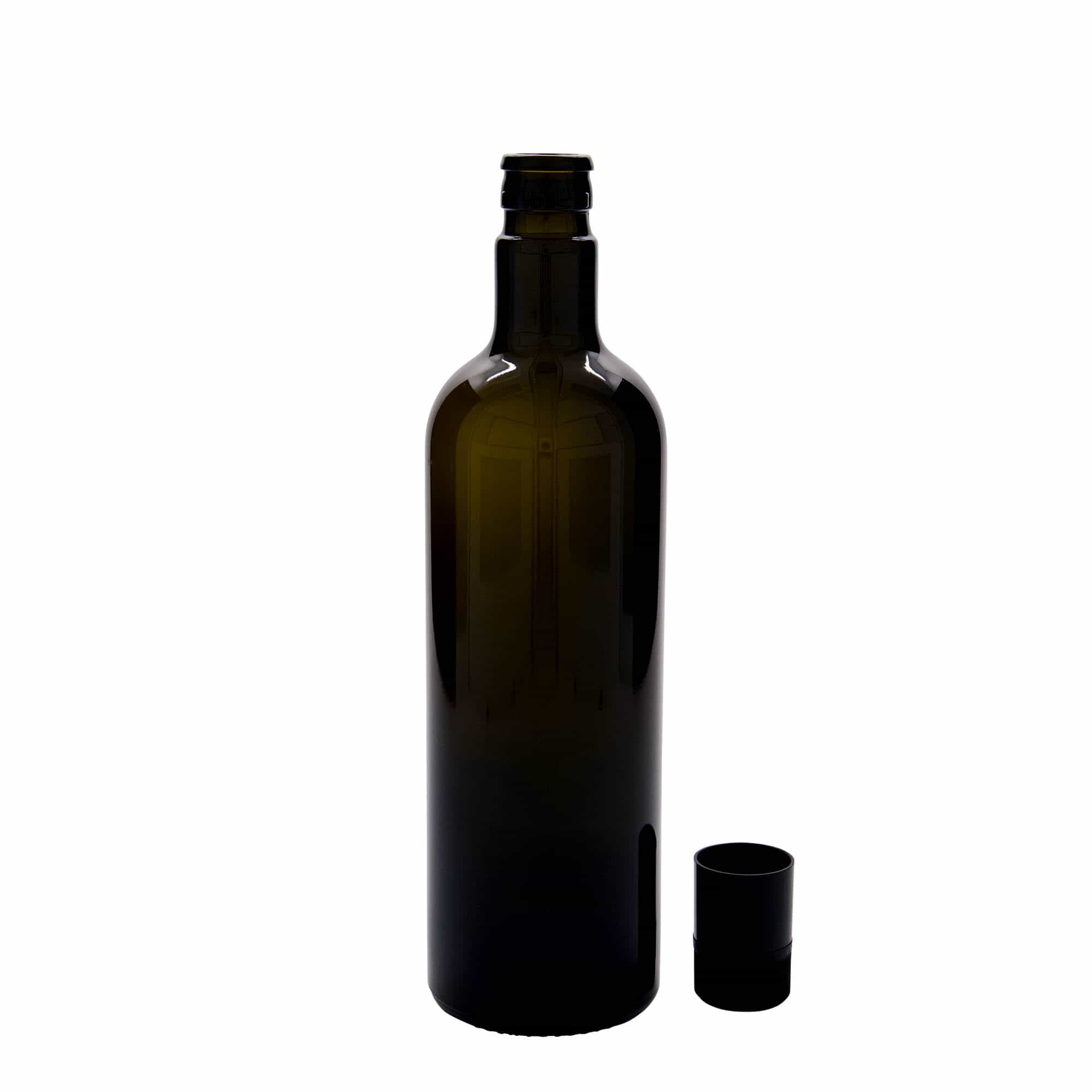 750 ml eddike-/olieflaske »Willy New«, glas, antikgrøn, åbning: DOP