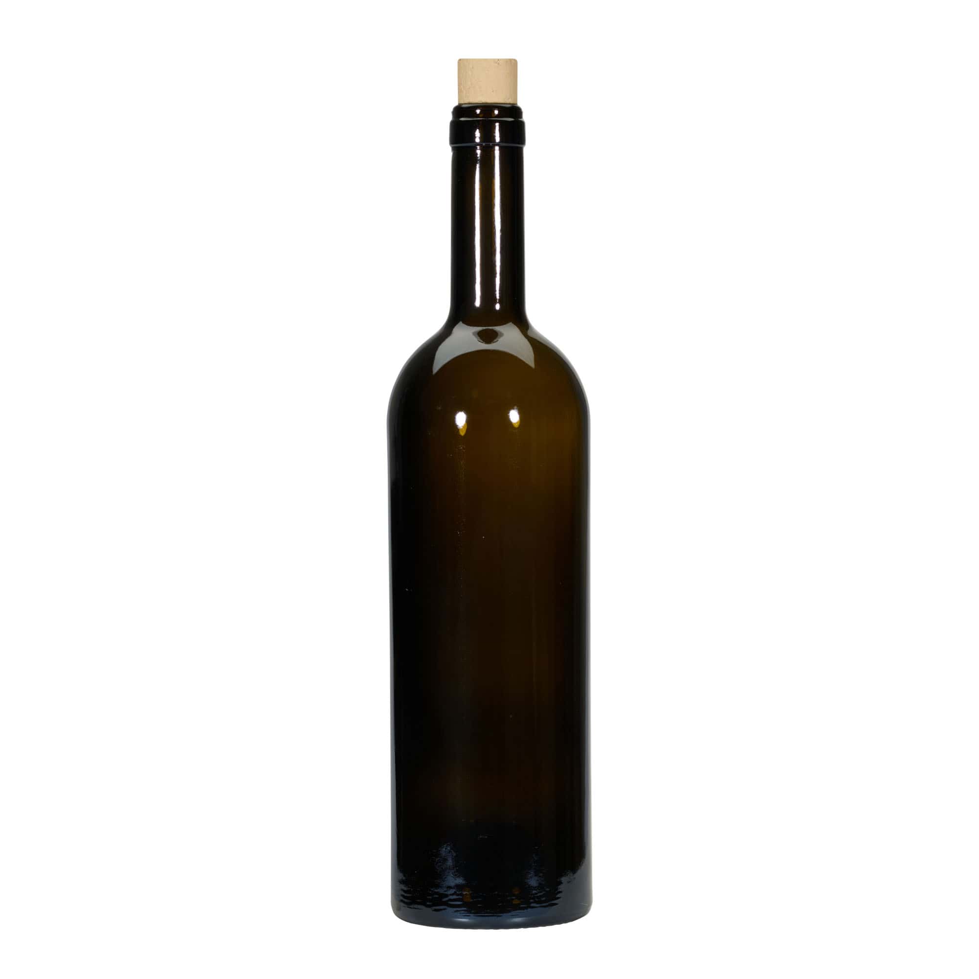 750 ml vinflaske 'Golia', antikgrøn, munding: kork