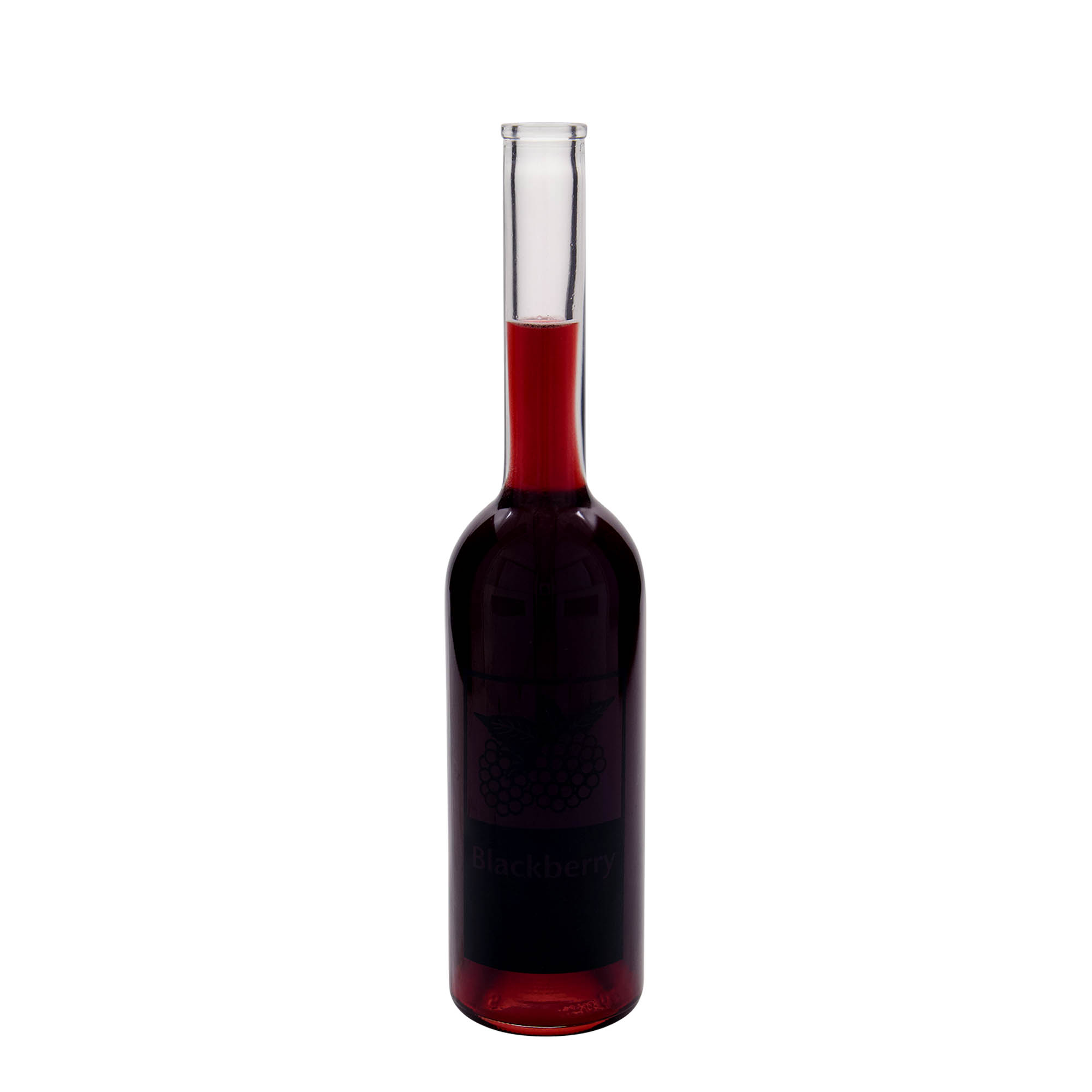 500 ml glasflaske 'Opera', motiv: brombær, åbning: kork