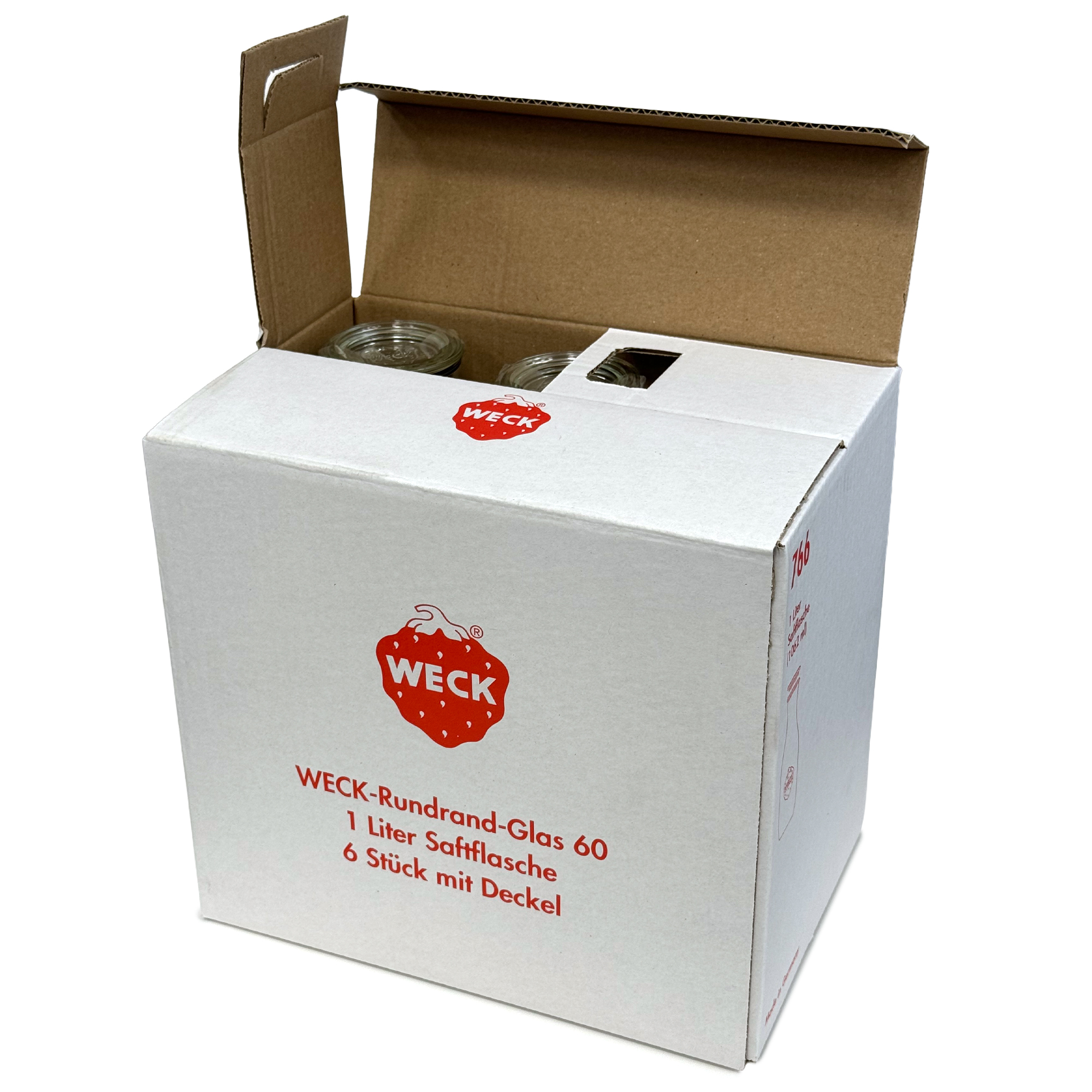 6x 1000 ml WECK-saftflaske med glaslåg RR 60
