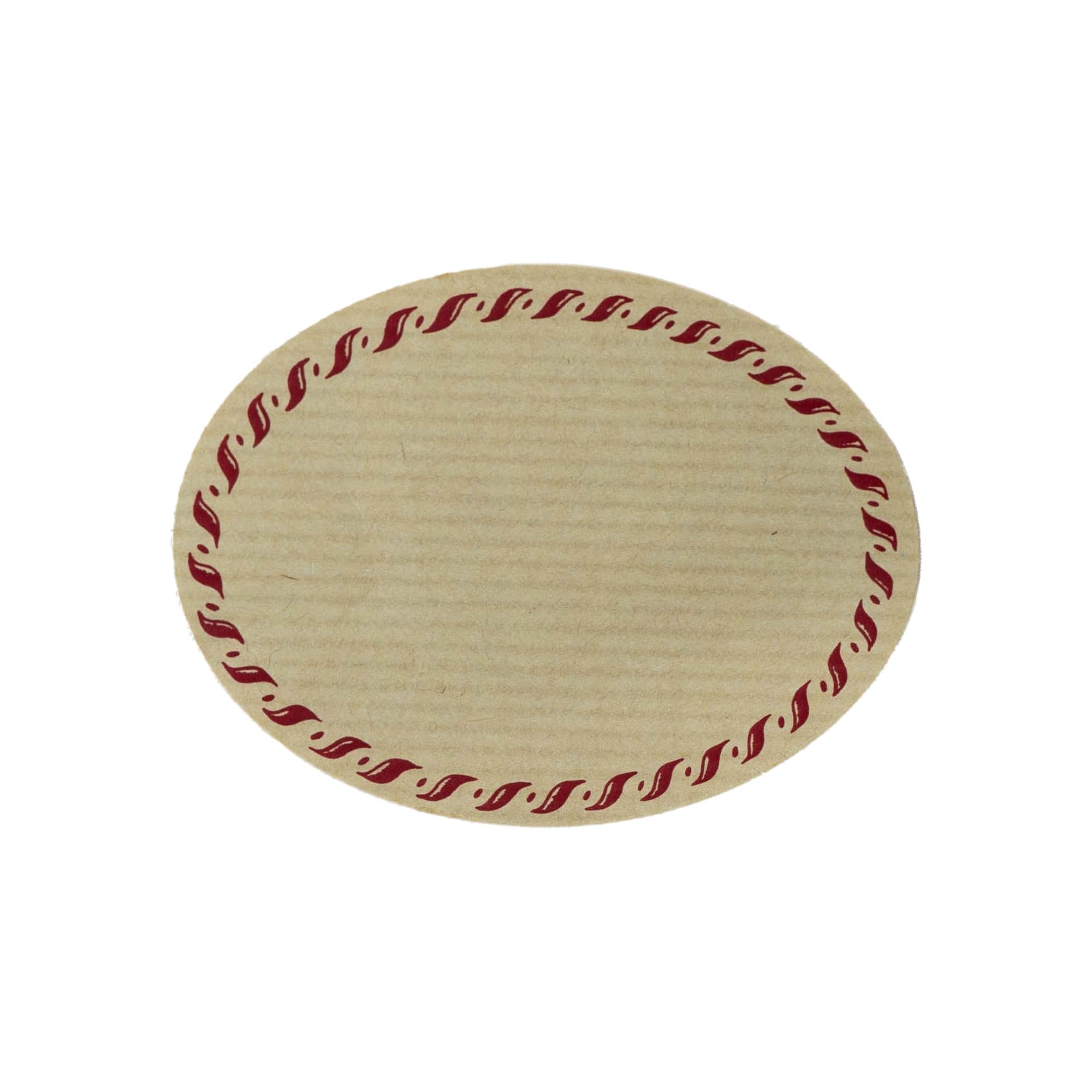 Stor naturetiket 'Snorkant', oval, papir, rød-brun
