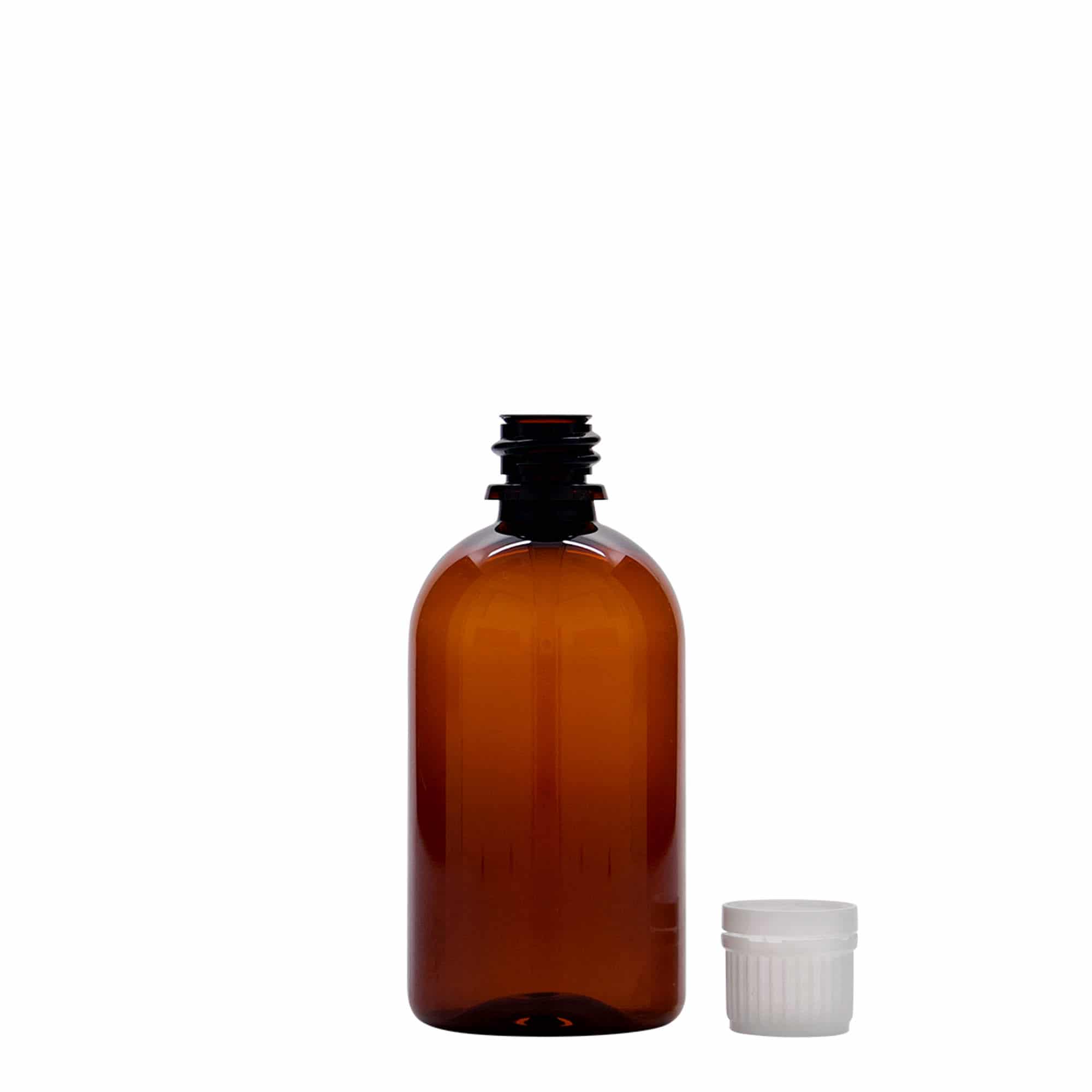 100 ml PET-medicinflaske 'Easy Living', brun, plastik, åbning: DIN 18