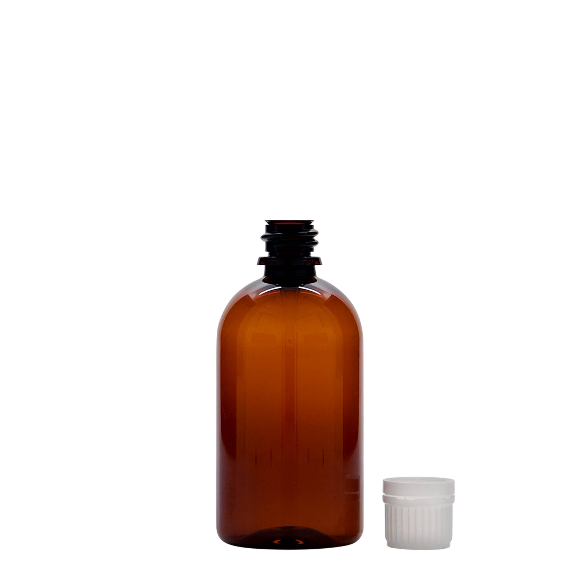 100 ml PET-medicinflaske 'Easy Living', brun, plastik, åbning: DIN 18