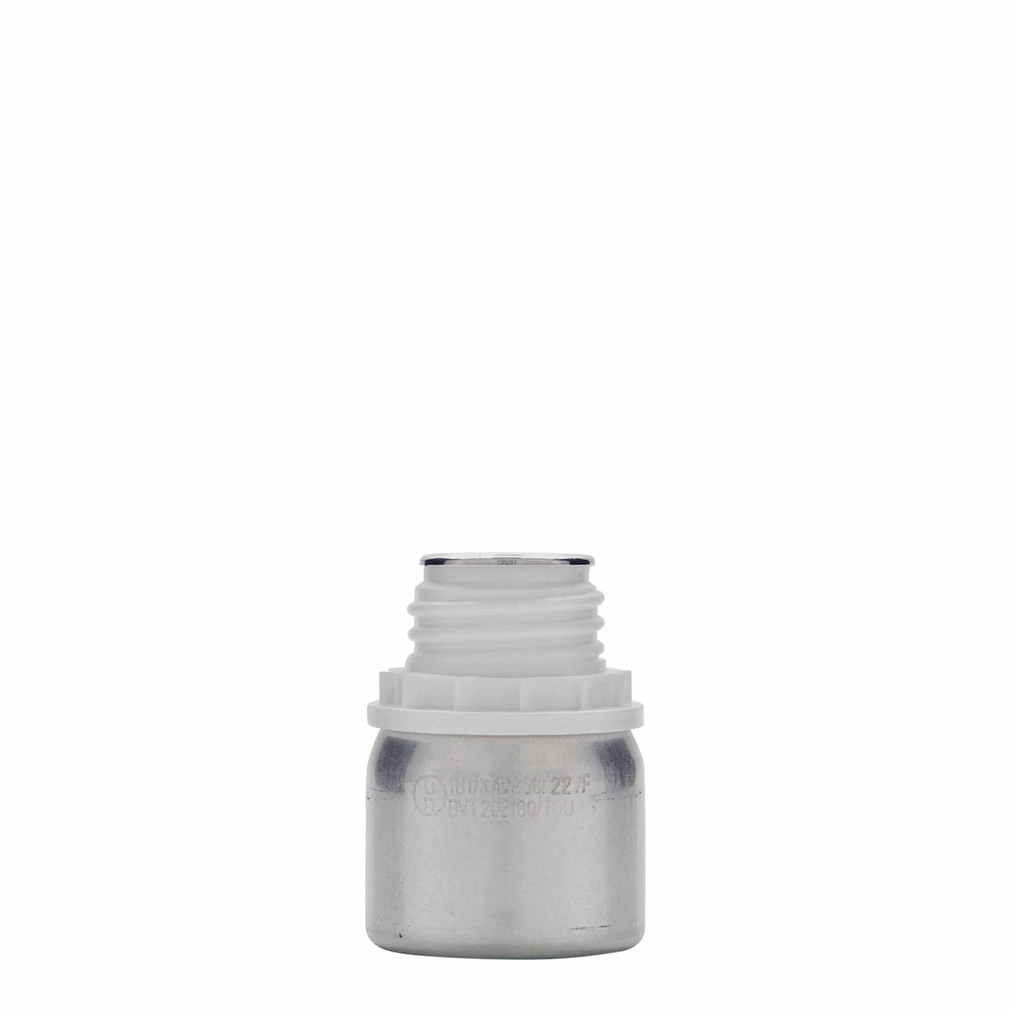 50 ml aluminiumsflaske, metal, sølv, åbning: DIN 32
