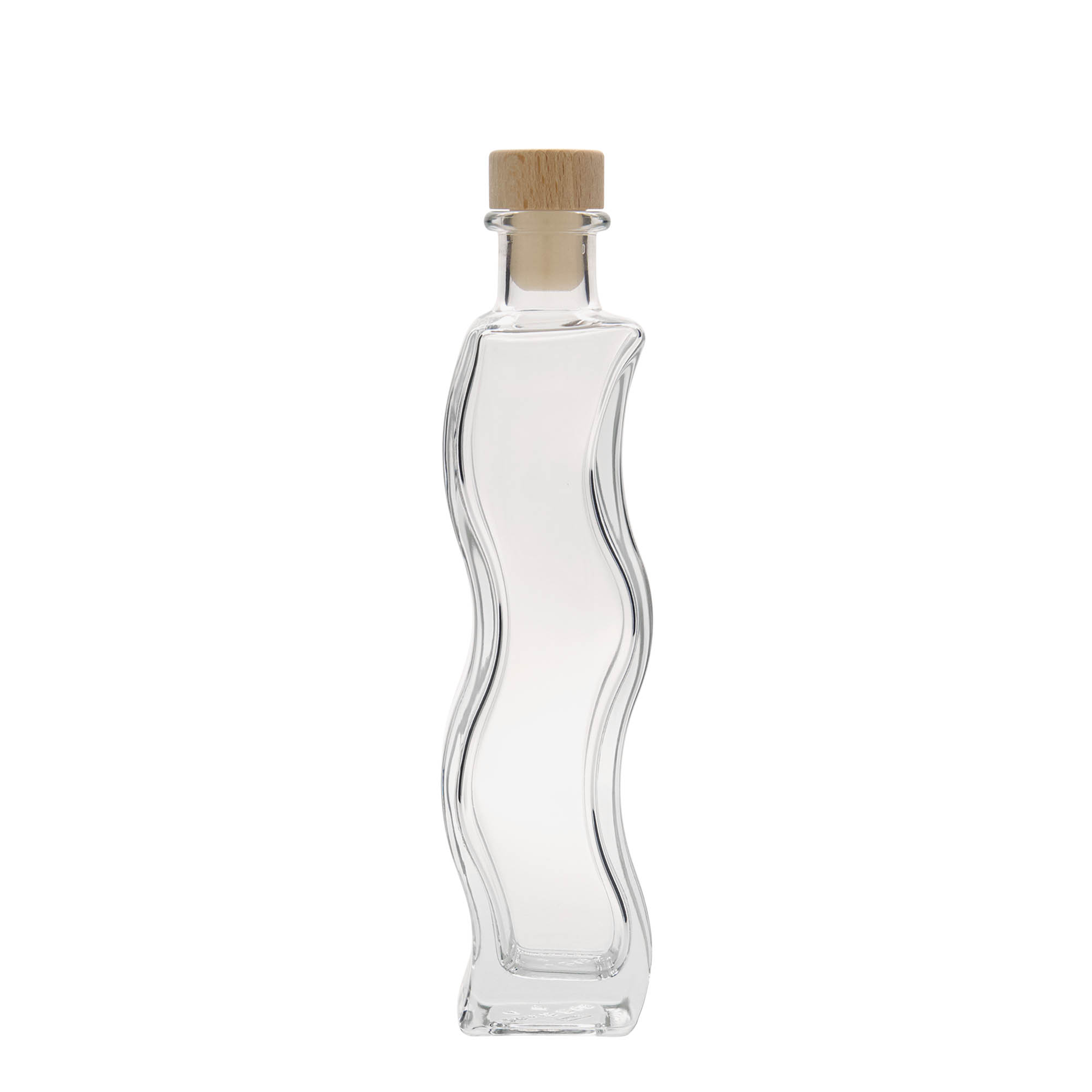 200 ml glasflaske 'Bølge', firkantet, åbning: kork