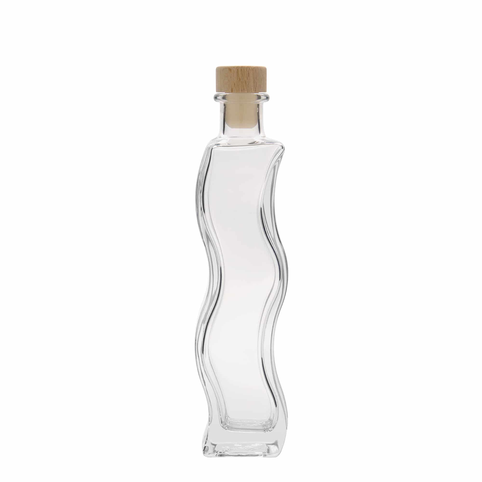 200 ml glasflaske 'Bølge', firkantet, åbning: kork