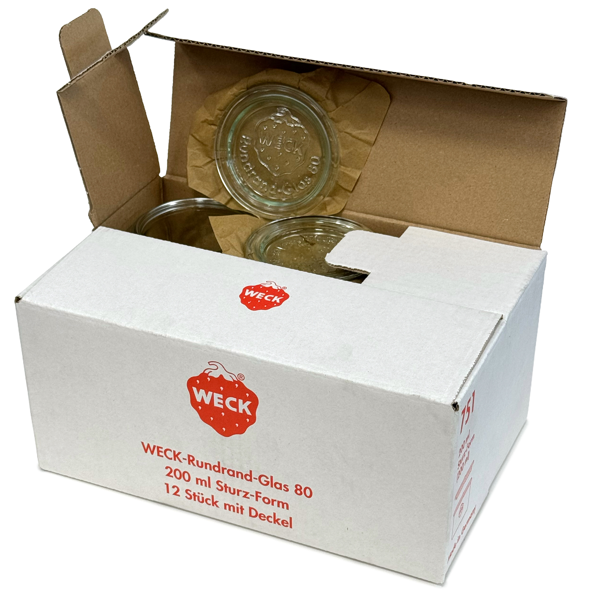 12x 200 ml WECK-sturzgas med glaslåg RR 80