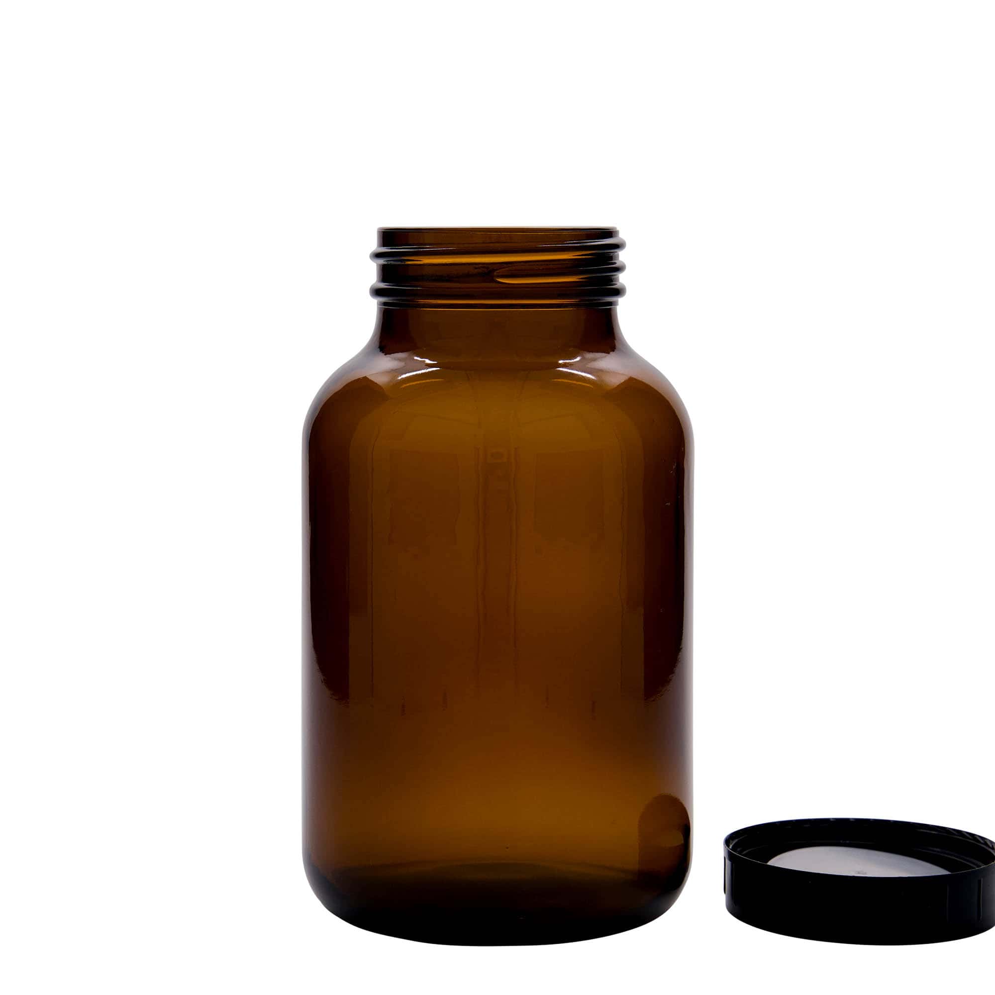 1.000 ml bredhalset glas, brun, åbning: DIN 68
