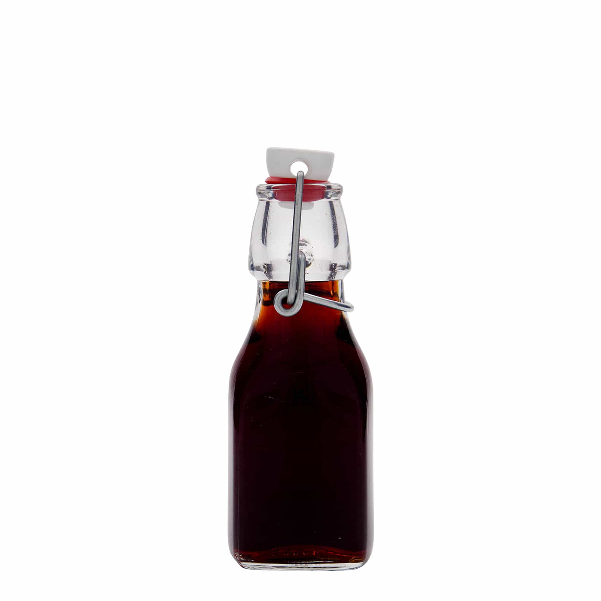 125 ml glasflaske 'Swing', kvadratisk, åbning: Patentlåg