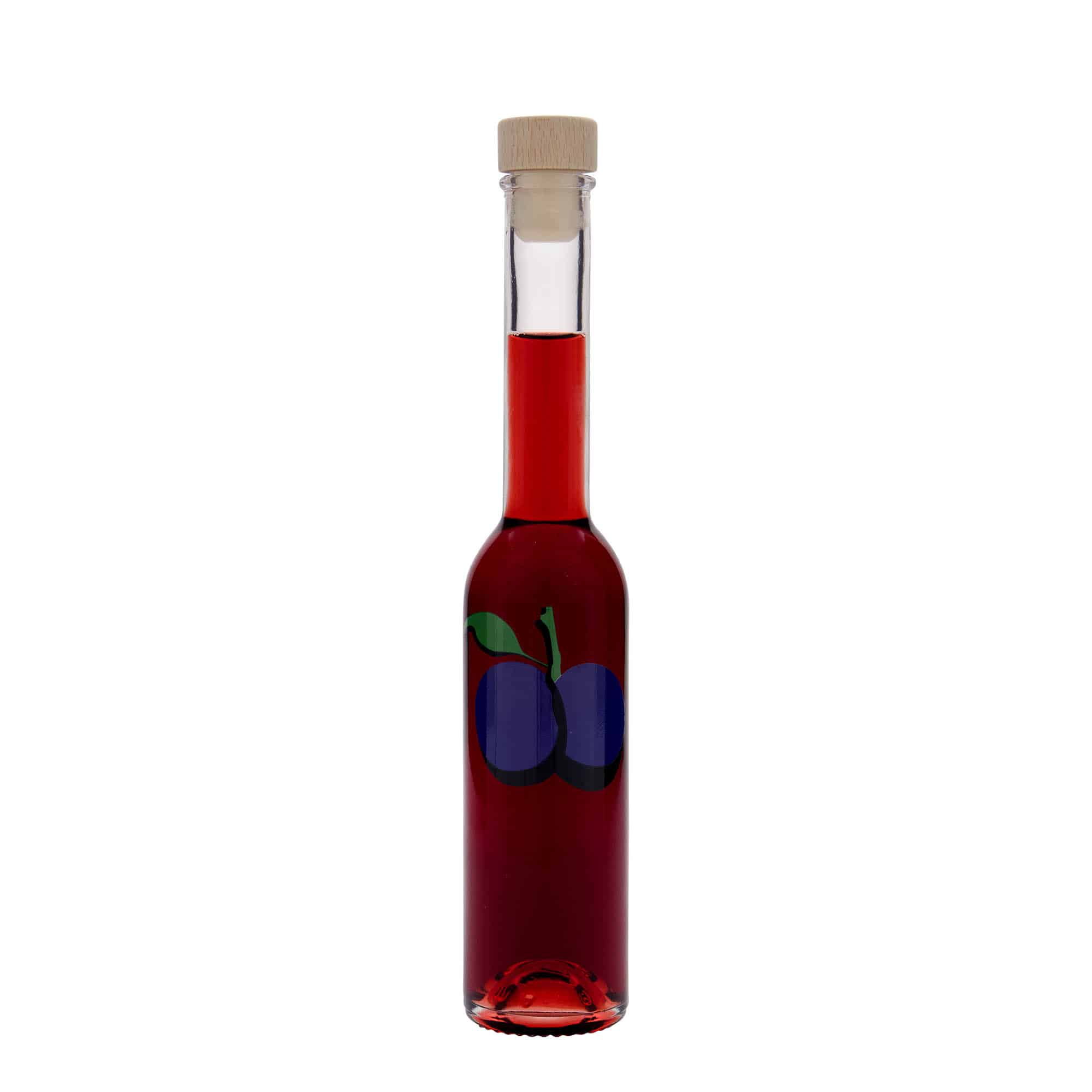 200 ml glasflaske 'Opera', motiv: Blomme, åbning: Kork