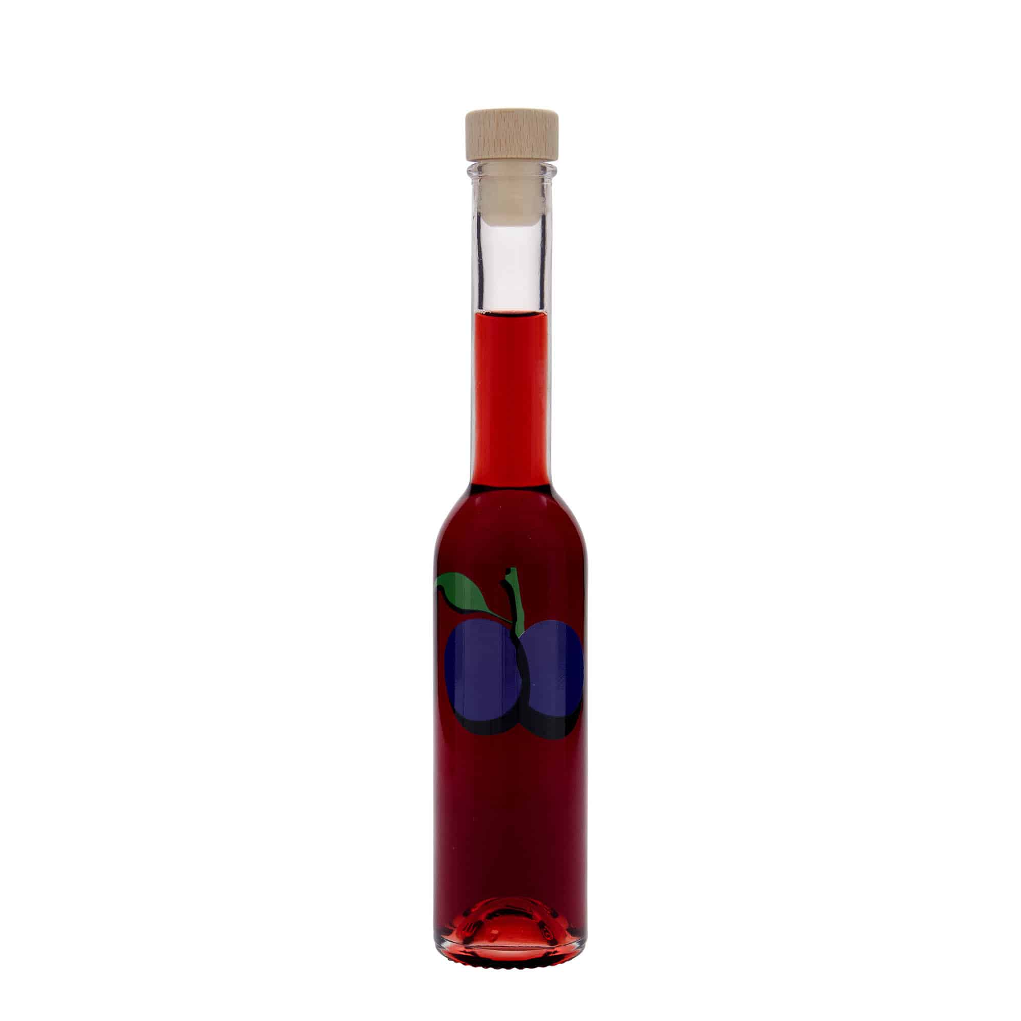 200 ml glasflaske 'Opera', motiv: blomme, åbning: kork