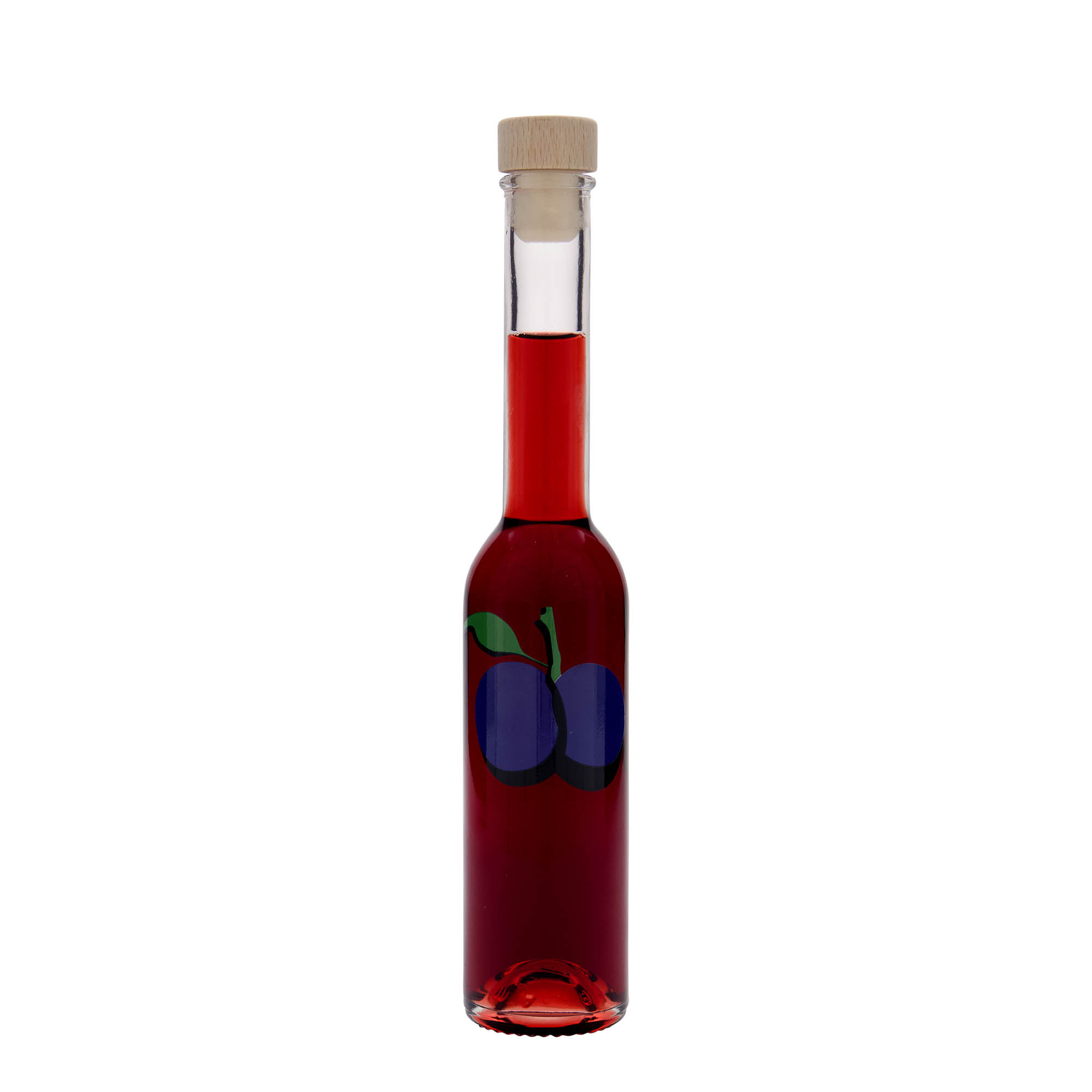 200 ml glasflaske »Opera«, motiv: blomme, åbning: kork
