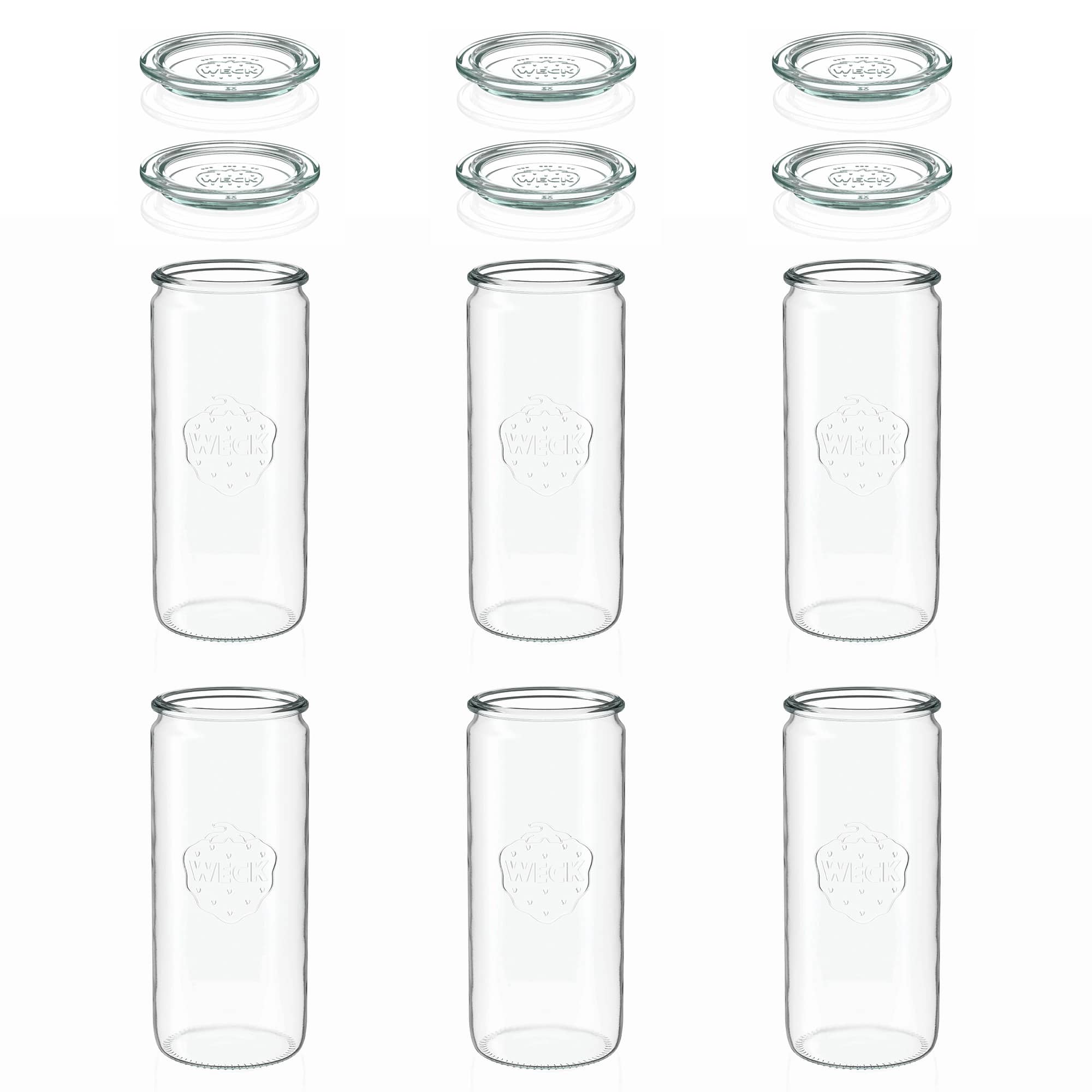 6x 1040 ml WECK-cylinderglas med glaslåg RR 80