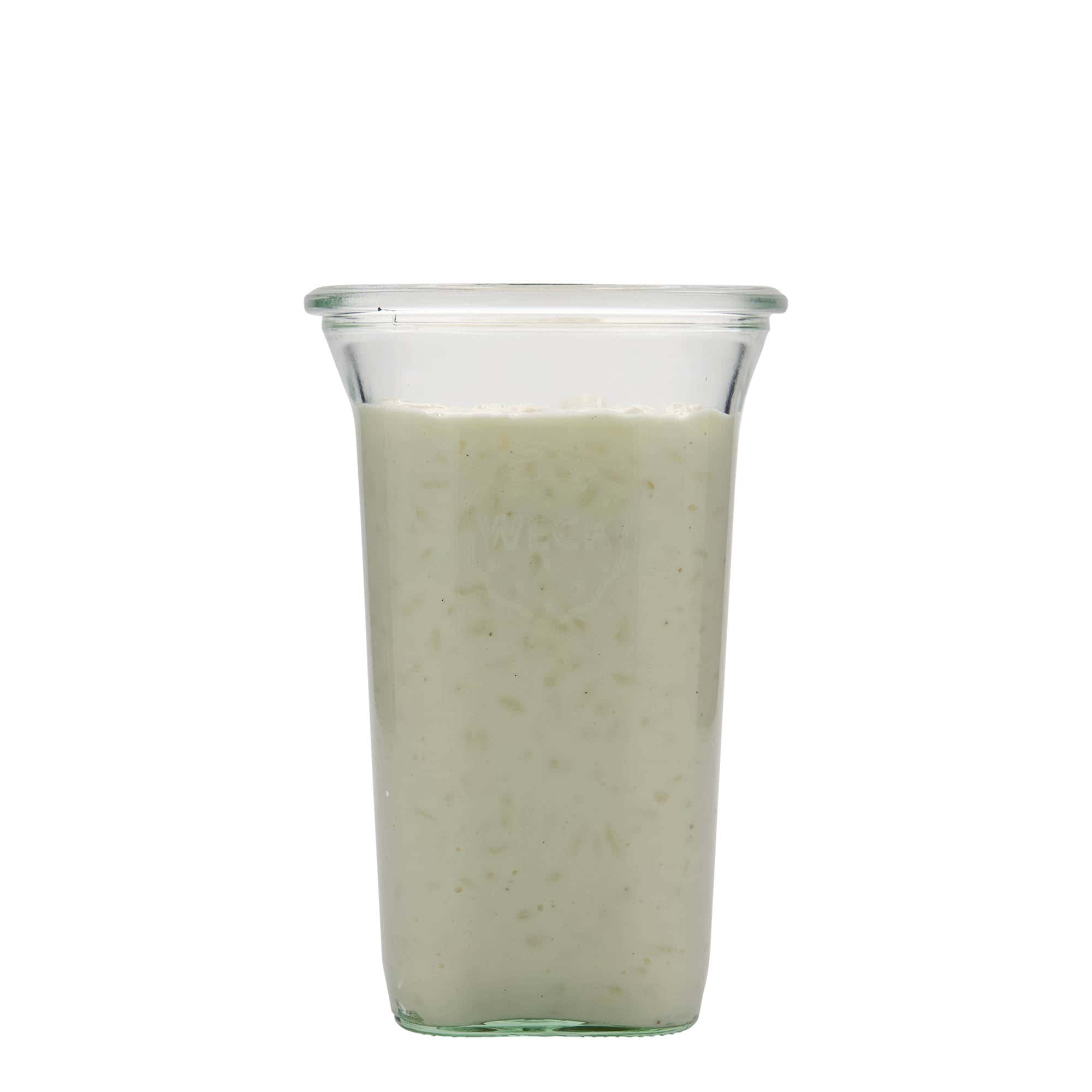 795 ml WECK-quadro-glas, kvadratisk, åbning: Rund kant