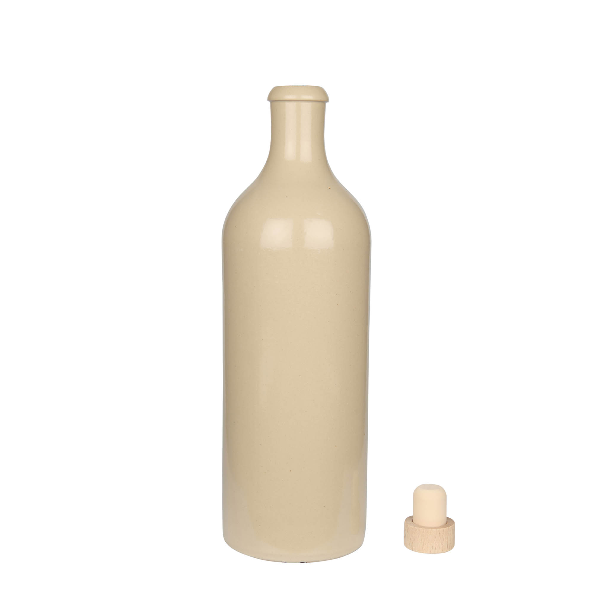 750 ml tonkrukke, stentøj, beige, åbning: kork