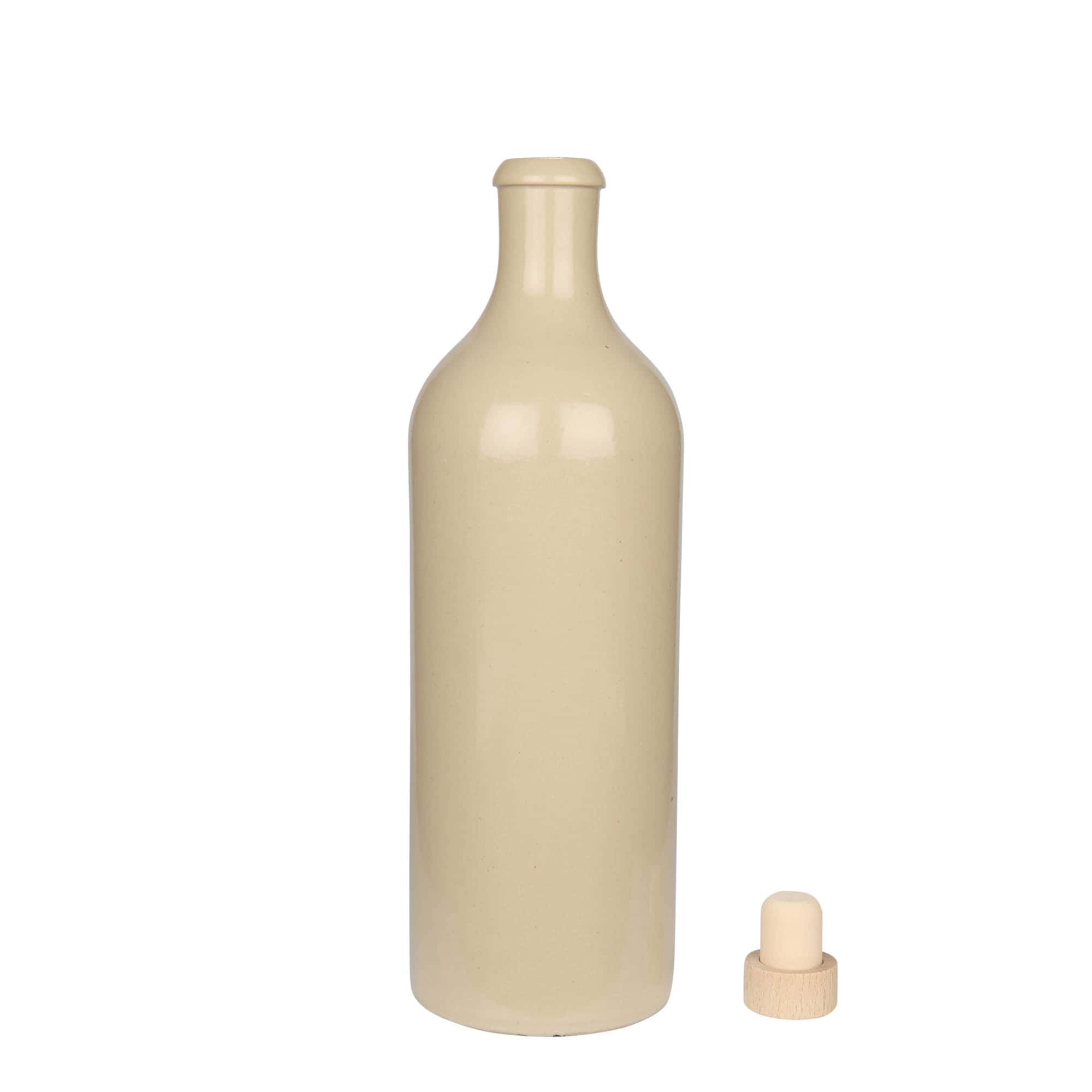 750 ml tonkrukke, stentøj, beige, åbning: kork