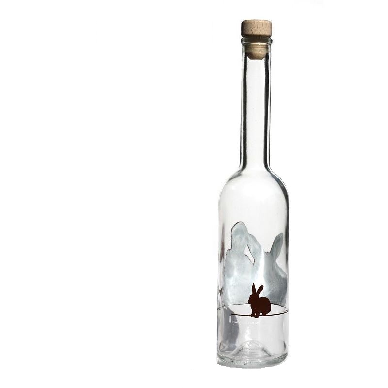 500 ml glasflaske 'Opera', motiv: kanin, åbning: kork