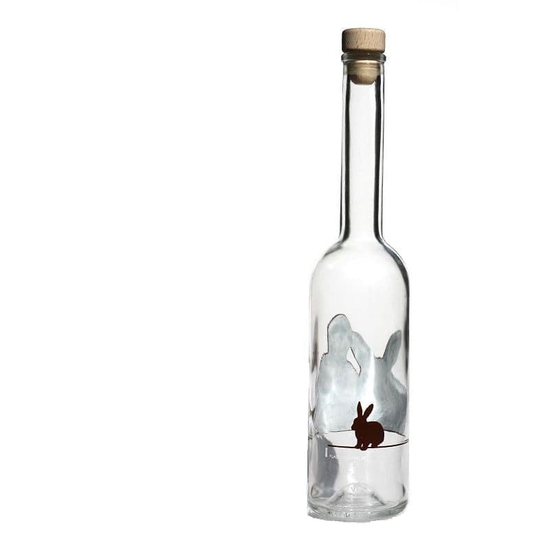 500 ml glasflaske 'Opera', motiv: kanin, åbning: kork