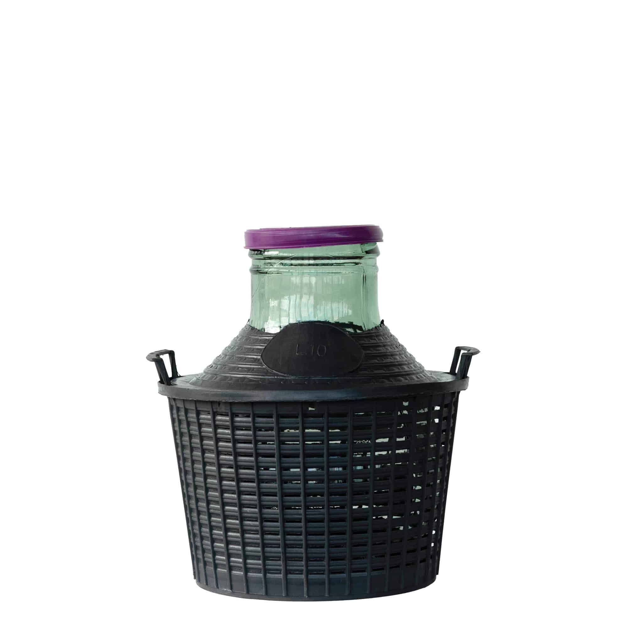 10 l ballonflaske med bred hals, glas, munding: påklipsningslåg